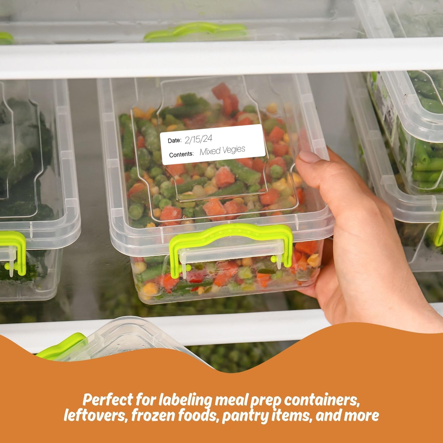 500 Waterproof Freezer Food Labels 1" x 3" Tear-Resistant Vinyl Stickers Writable Adhesive ID Tags in Dispenser Box for Meal Prep, Storage, Restaurant Use