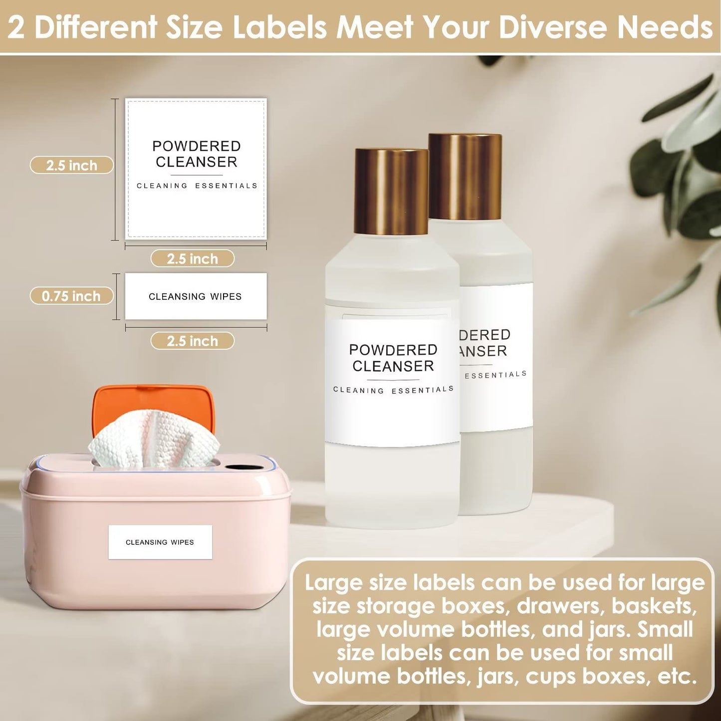 Cludoo 372 PCS Preprinted Minimalist Home Laundry Bathroom Labels for Organizing with DIY Blank Labels, Waterproof Oil Resistant Stickers for Bathroom Laundry Home Beauty Organization Supplies Labels Bathroom Label