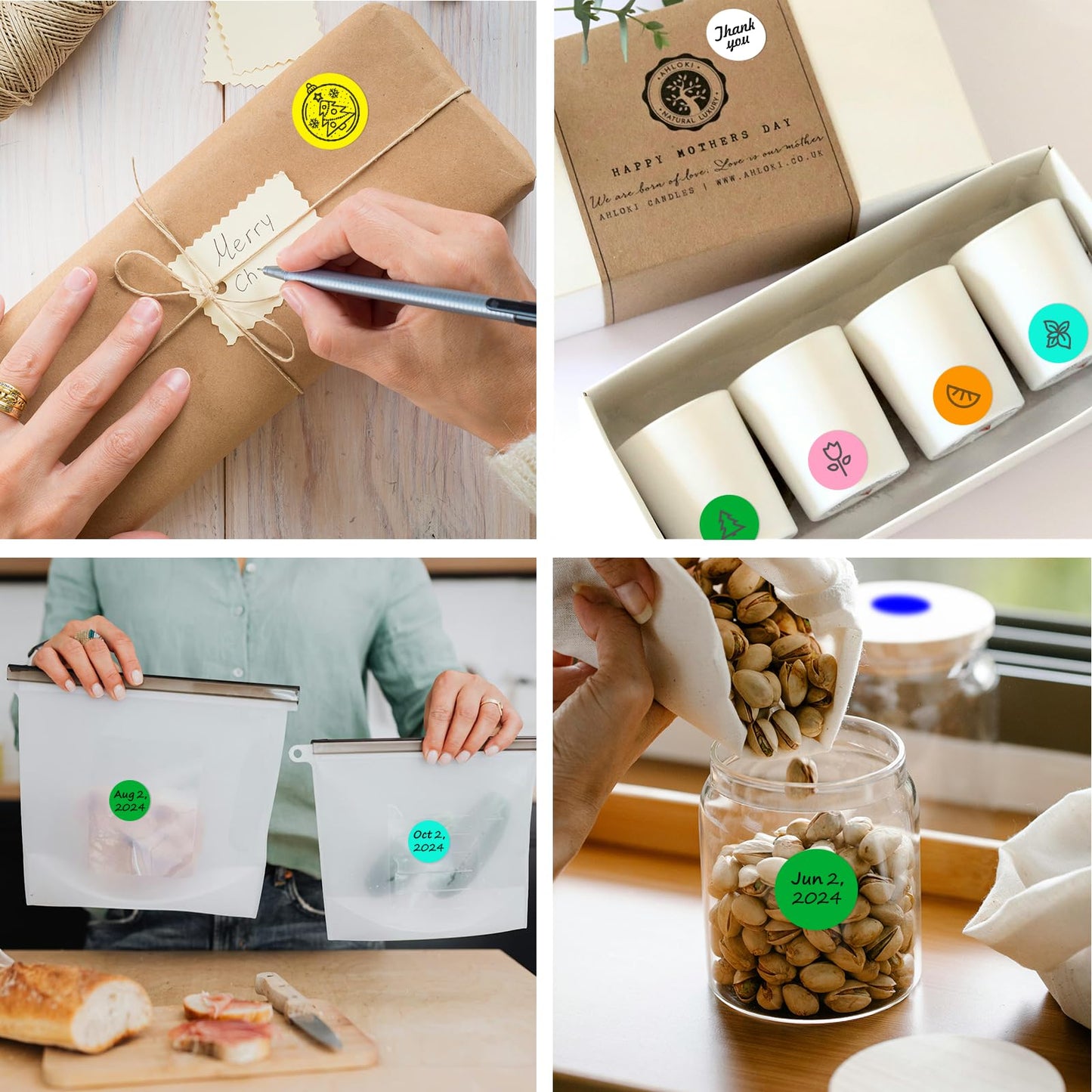 1 Inch Round Thermal Sticker Labels,Color Dot Stickers,Label Stickers,Waterproof,Oil Proof,for Thermal Printers,DIY,Office,Retail,Home and Warehouse Organization(Green,1000 Pcs) Green