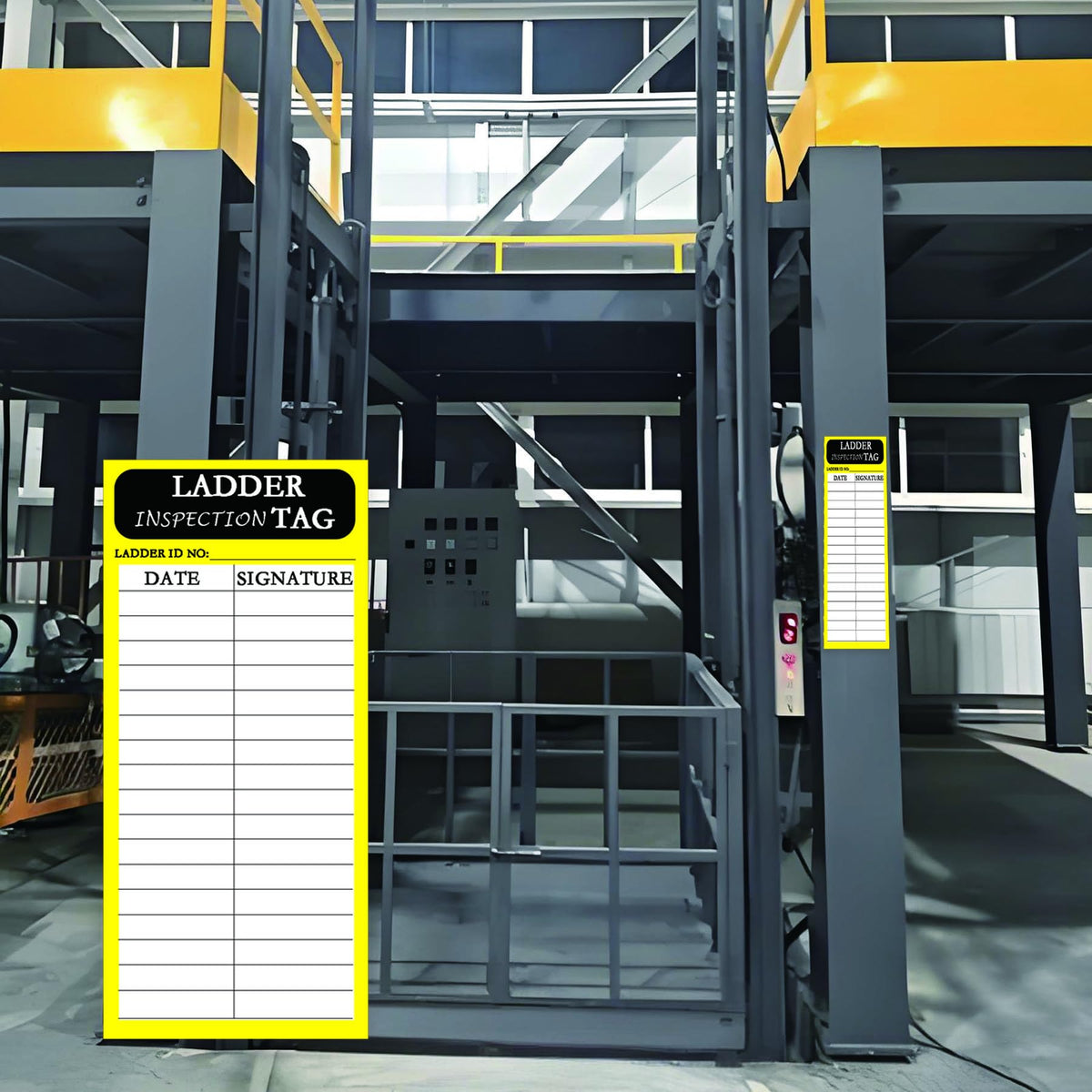 120 Pcs Ladder Inspection Labels Vinyl Maintenance Label Yellow Safety Inspection Label for Safety Maintenance Industrial Iadder Inspection Accident Prevention Stickers(2x5 Inch)