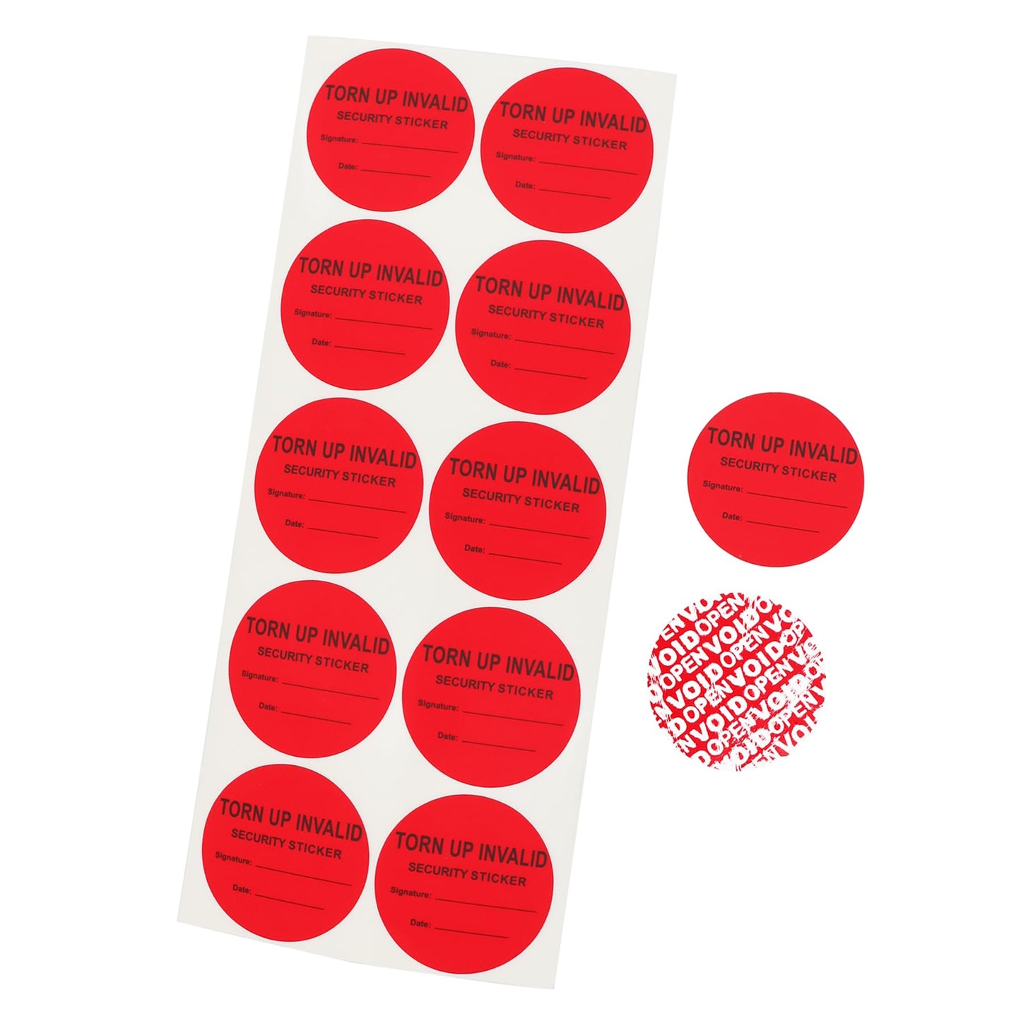 100Pcs Tamper Evident Security Stickers Diameter 2 inch Round Red Complete Transfer Tamper Proof Labels Safety Torn up Invalid Seals Tape (Red)