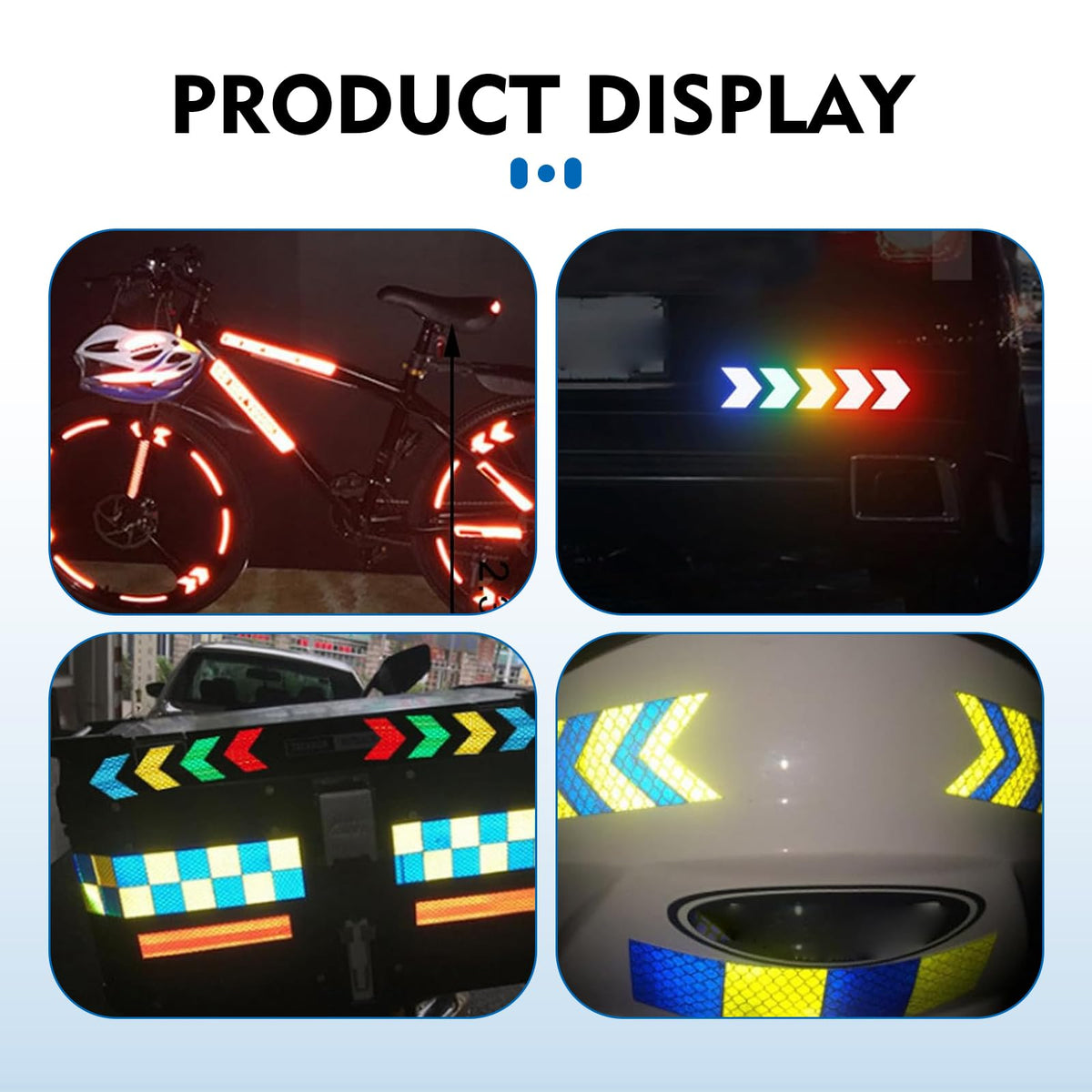 10 PCS Car Arrow Reflective Stickers, 1.97" x 1.81" Waterproof Safety Tapes, High Visibility Night Caution Warning Reflective Stickers, Universal for Most Cars (Blue) Blue