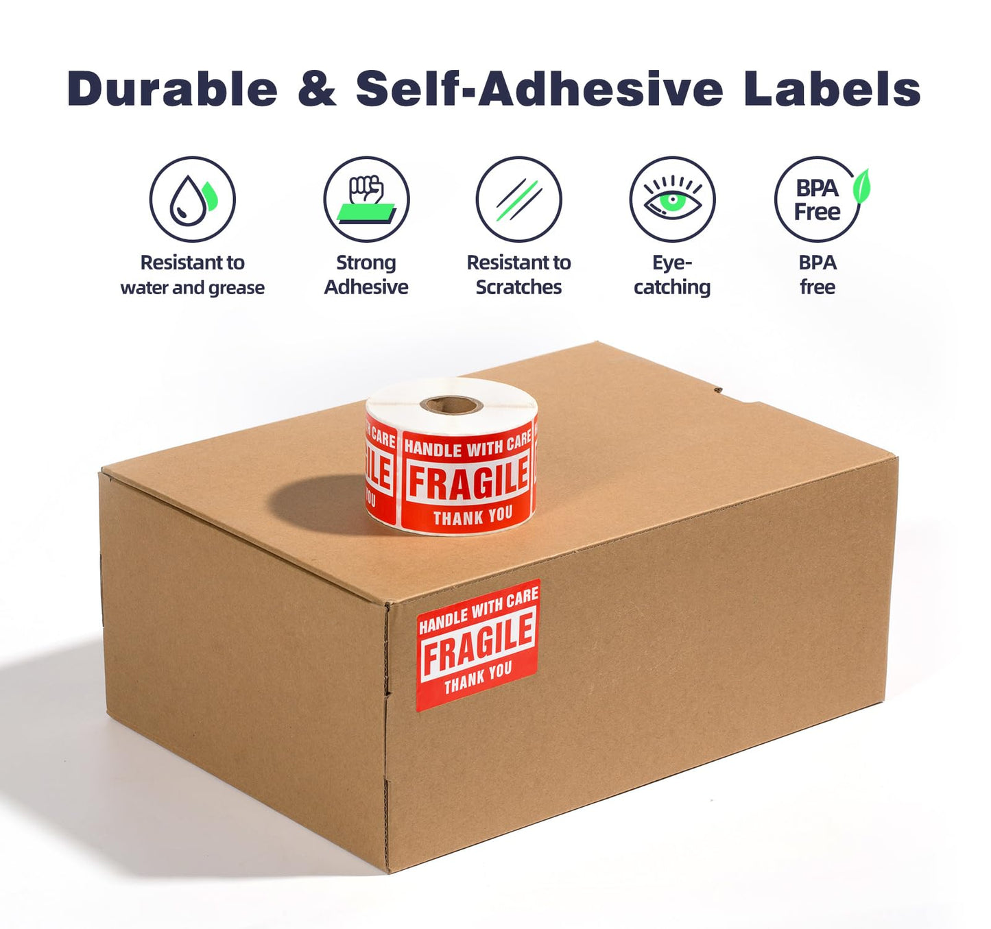 3 x 2 Inch Handle with Care 500 Fragile Stickers for Shipping Moving Glass Permanent Adhesive Fragile Labels (1 Roll, 500 Labels) 3" x 2" 1 Roll - 500 PCS