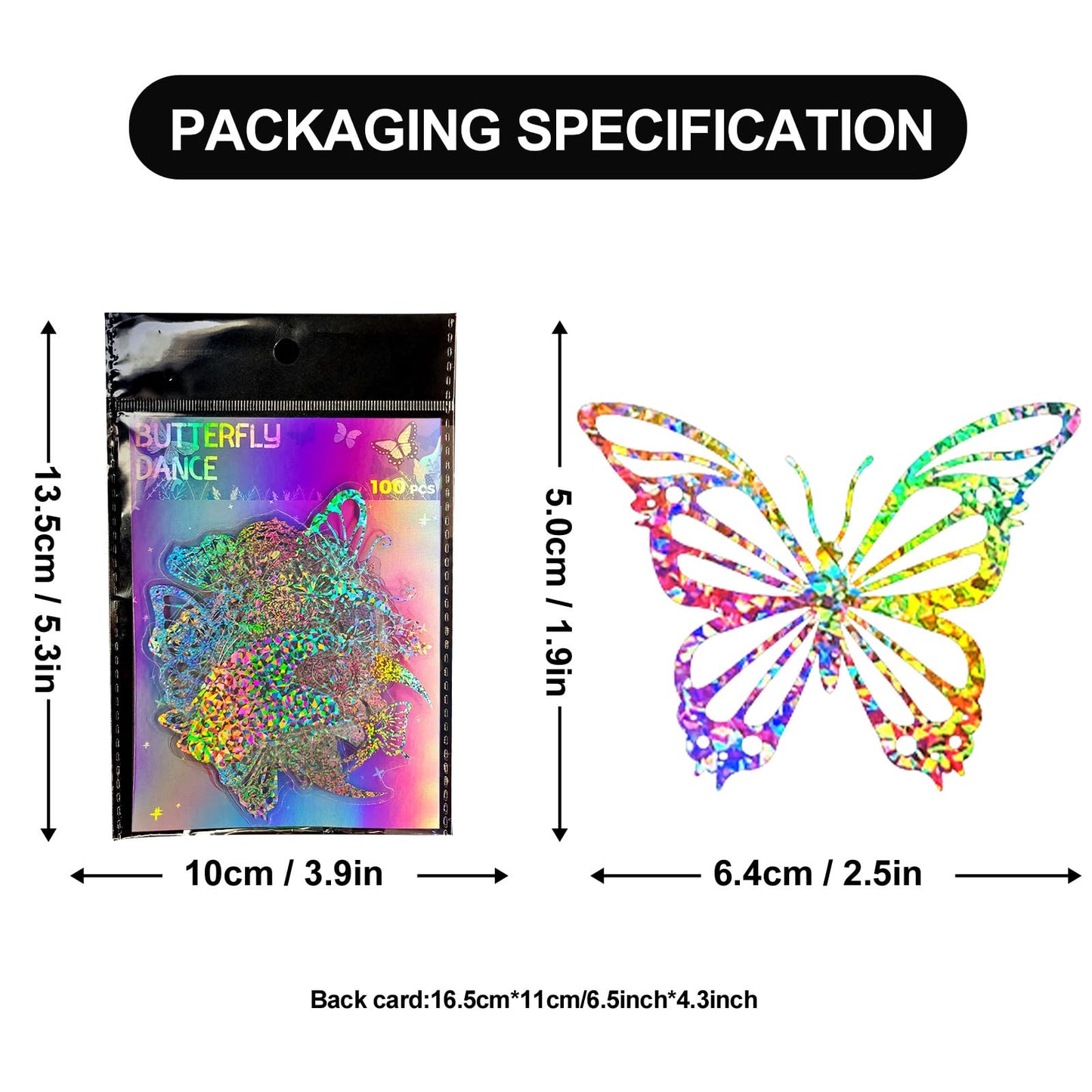 100PCS Holographic Butterfly Stickers, Laser Transparent Waterproof Stickers, Self-Adhesive Labels for Scrapbooking, Water Bottles, Journals, Laptops, Wall Decoration Blue