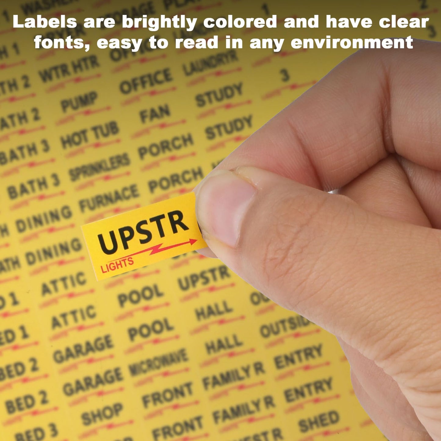 2 Sheets(258pcs) Circuit Breaker Labels, Self-Adhesive Breaker Box Labels Waterproof Fuse Box Stickers Electrical Breaker Panel Labels Stickers for House Commercial Use(Yellow) Yellow