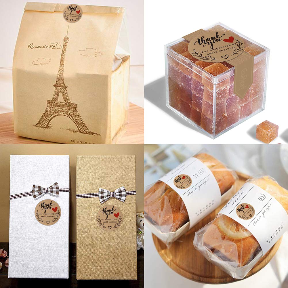 2'' Thank You for Supporting My Small Business Stickers, Kraft Thank You Labels for Bakeries, Crafters & Small Business Owners, 500 Labels Per Roll