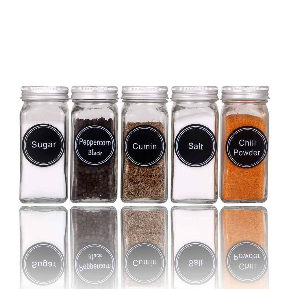 SWOMMOLY 771 Printed Spice Jar Labels with Extra Write-on Labels, Pantry Stickers and Chalk Marker Pen. Chalkboard and Transparent Labels Set