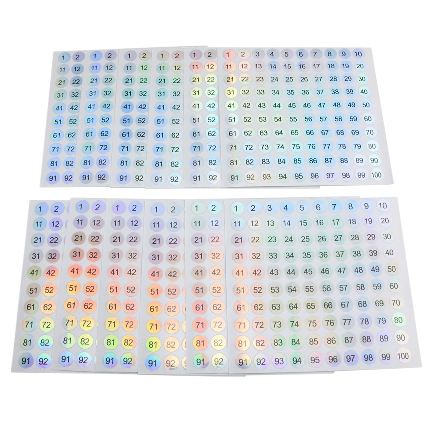 1 to 100 Reflective Laser Small Round Consecutive Numbers Stickers Self Adhesive Inventory Storage Organizing Label Stickers for Household Items, Schools, Books, Numbering, etc. -12PCS
