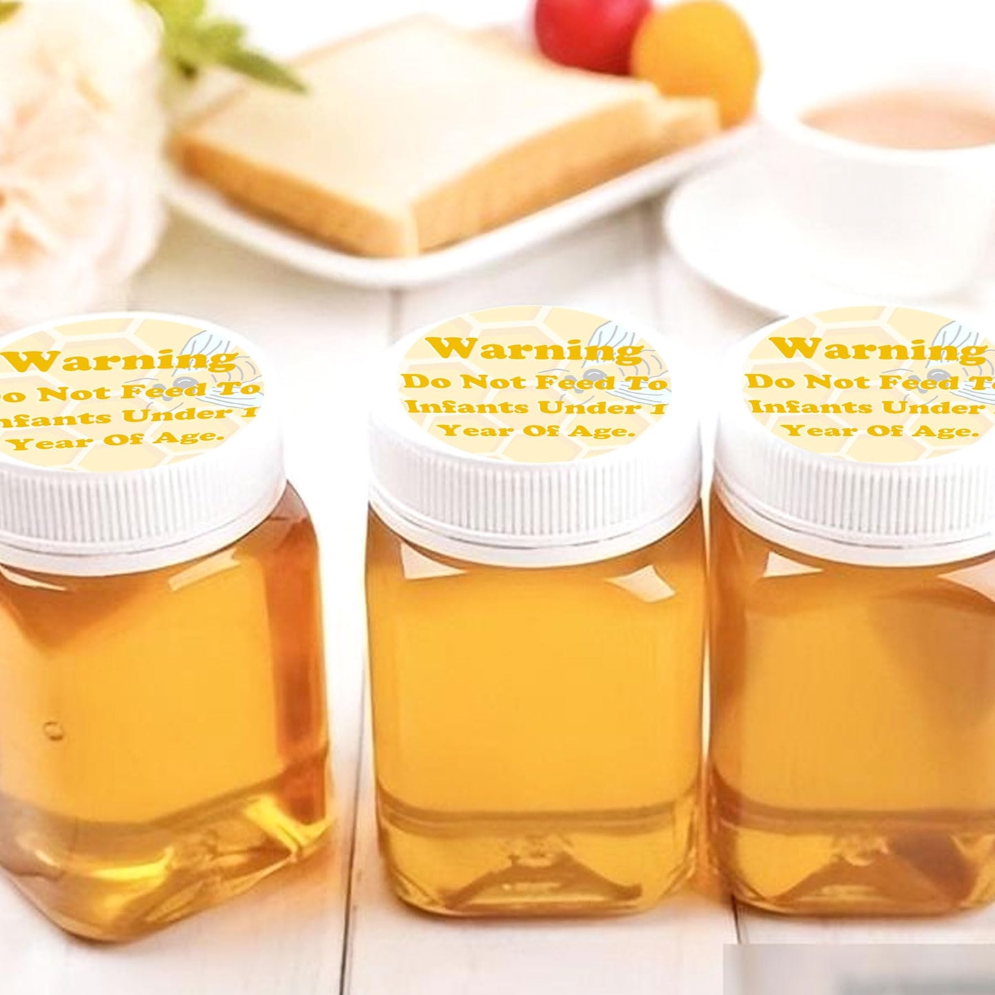 Honey Warning Caution Infants Labels 2 inch Warning Do Not Feed to Infants Label 500Pcs Pure Honey Bottle Label-Honey Safety Instruction Stickers for Small Business Canning Jars and Lids