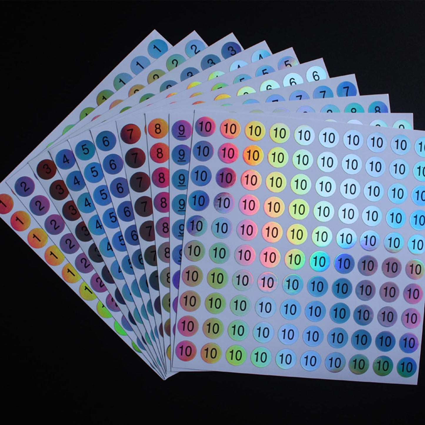 RIVEENY 20 Sheets Number 1-20 Waterproof Reflective Laser Number Stickers,Round Self Adhesive Stickers,Self-Adhesive Consecutively Numbered Labels for Storage/Organizing