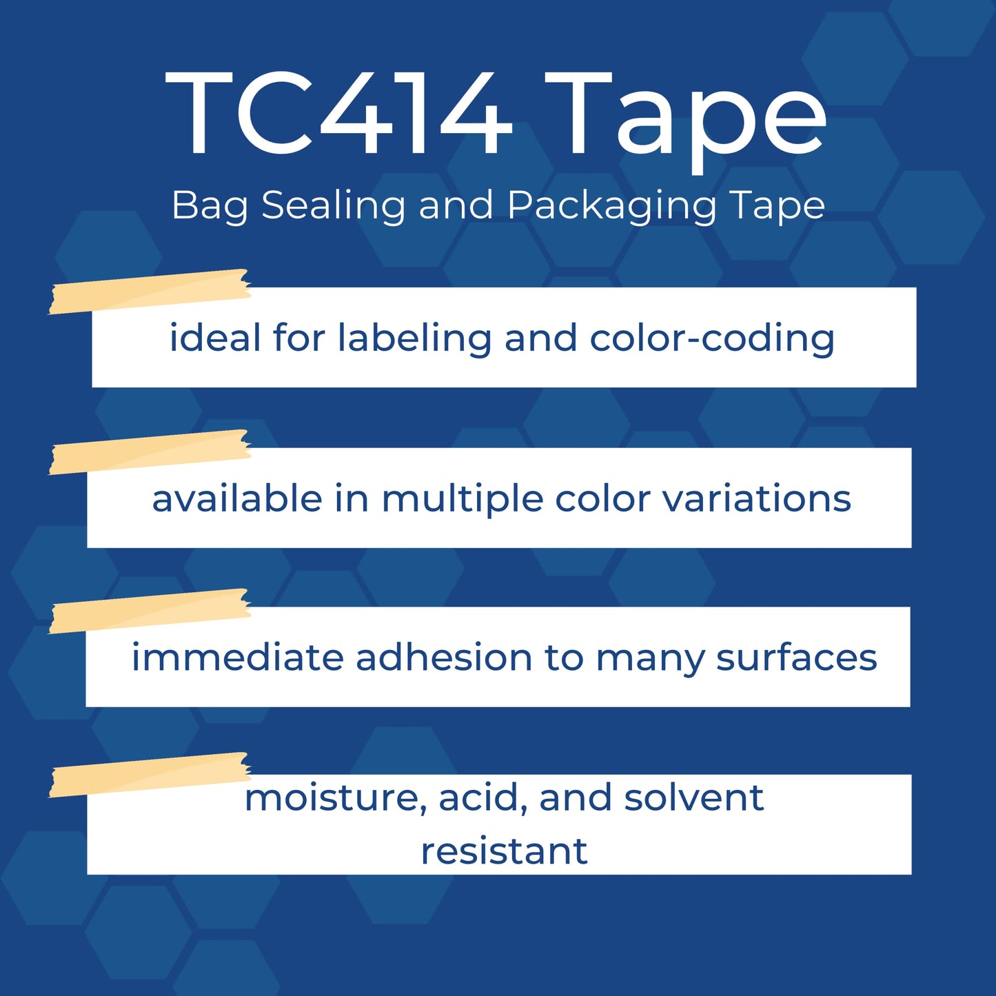TapeCase TC414 0.375" X 72YD Yellow - UPVC, Yellow Bag Sealing Tape, 3/8" Wide, 72 yd. Length, Yellow (1 ROLL)