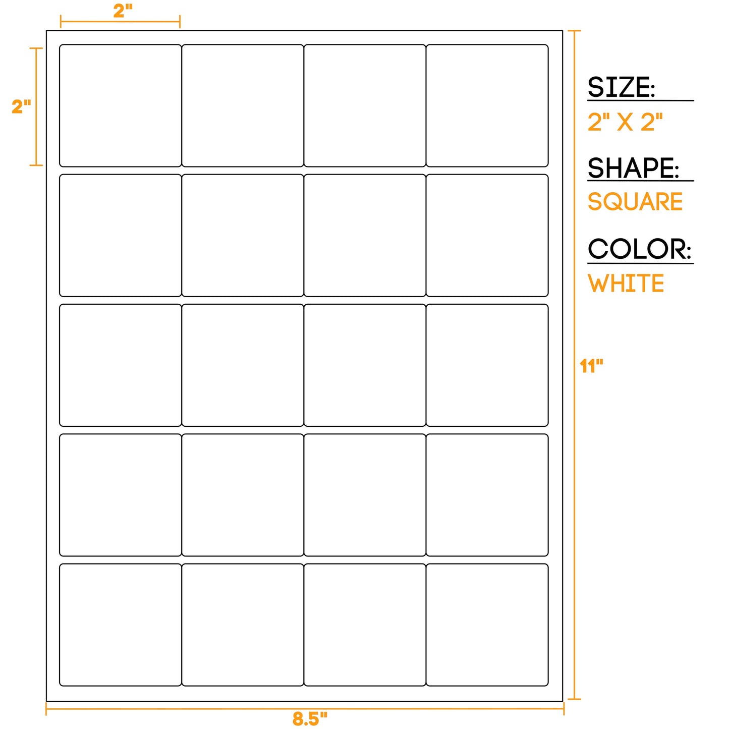 Waterproof Essential Oil Labels, 100 Squares, 2x2 Inches, Rounded Corners, Oil Proof, Highly Durable Blank Stickers