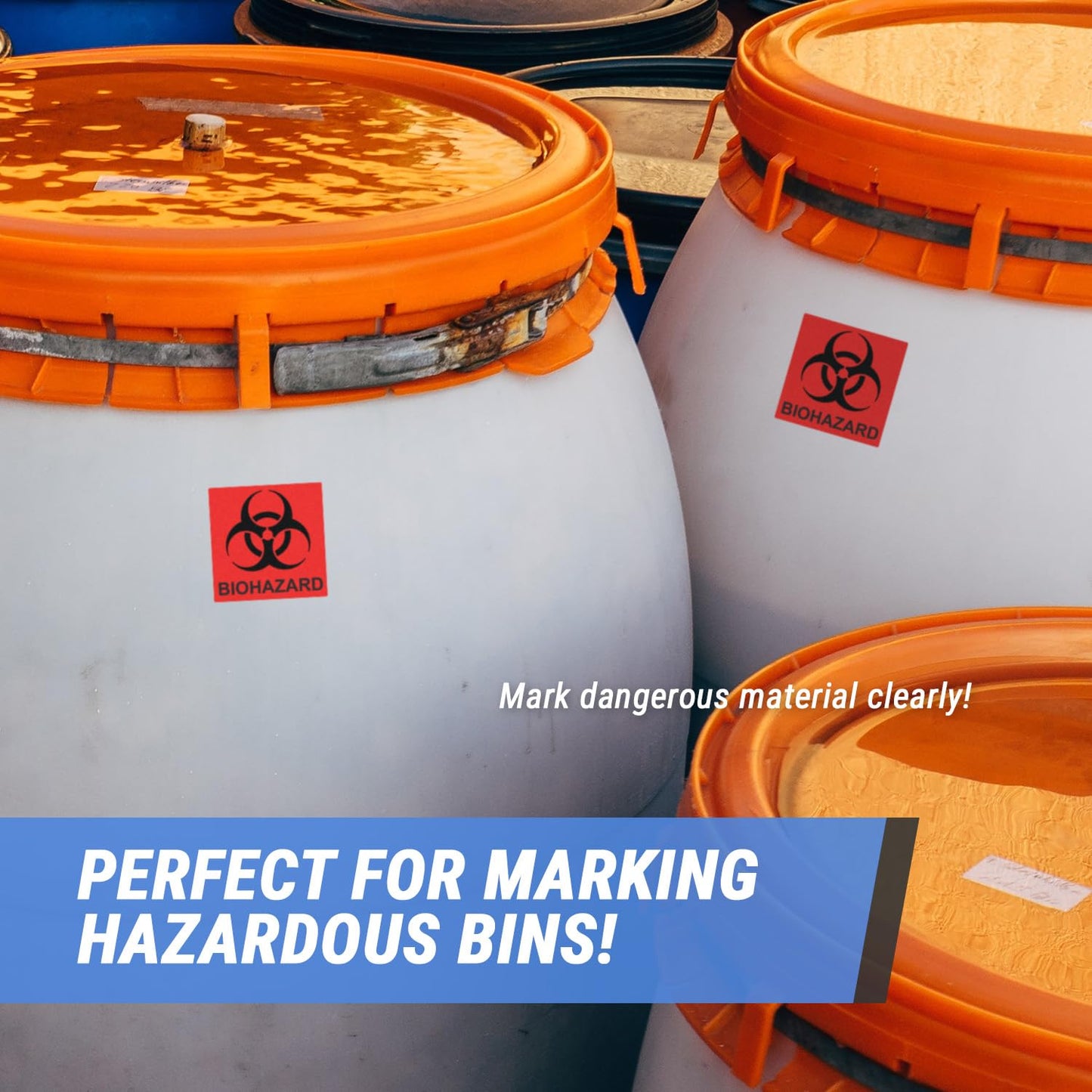 300 Labels - DOT Biohazard Labels - Biohazard Stickers (2 x 2 inch, Red) for Hospitals, Clinics or Shipping & Handling