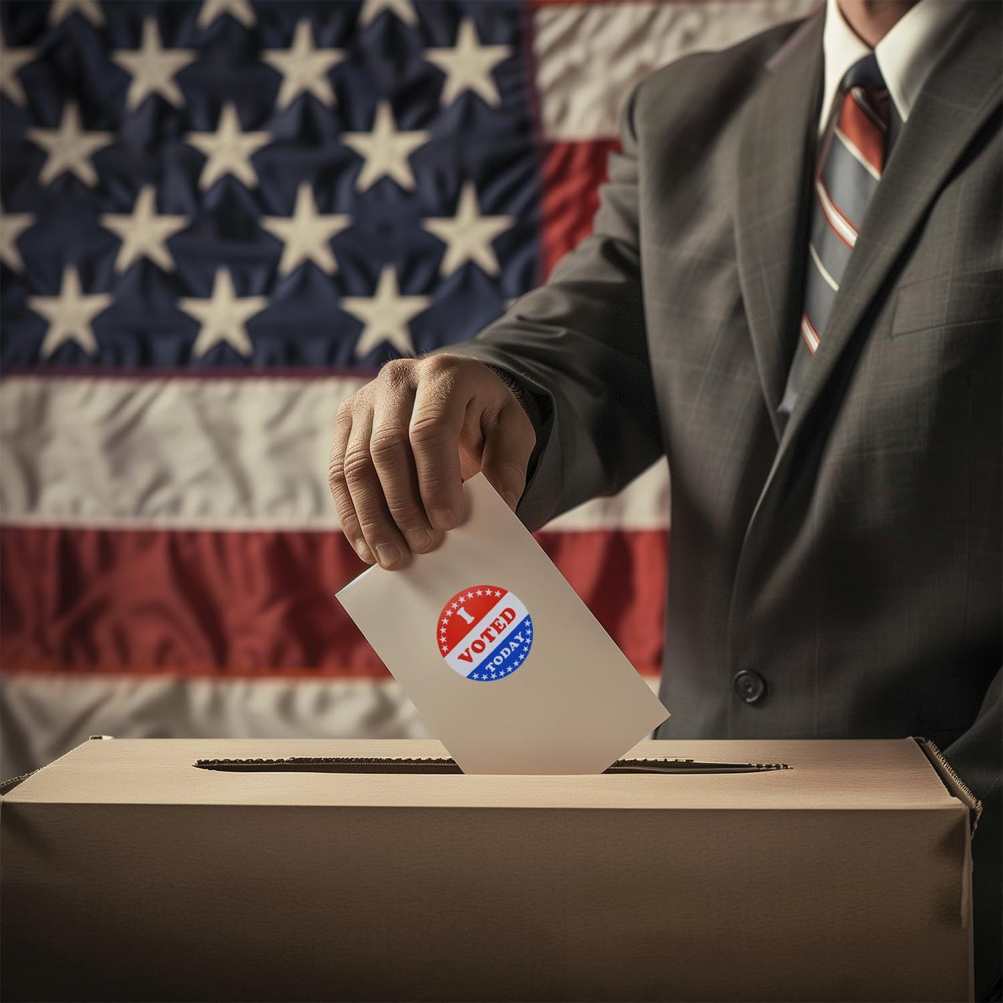 500pcs 1.5 inch I Voted Today Stickers for Voting Election Day Round Red White Blue Community Vote USA Flag Design Labels