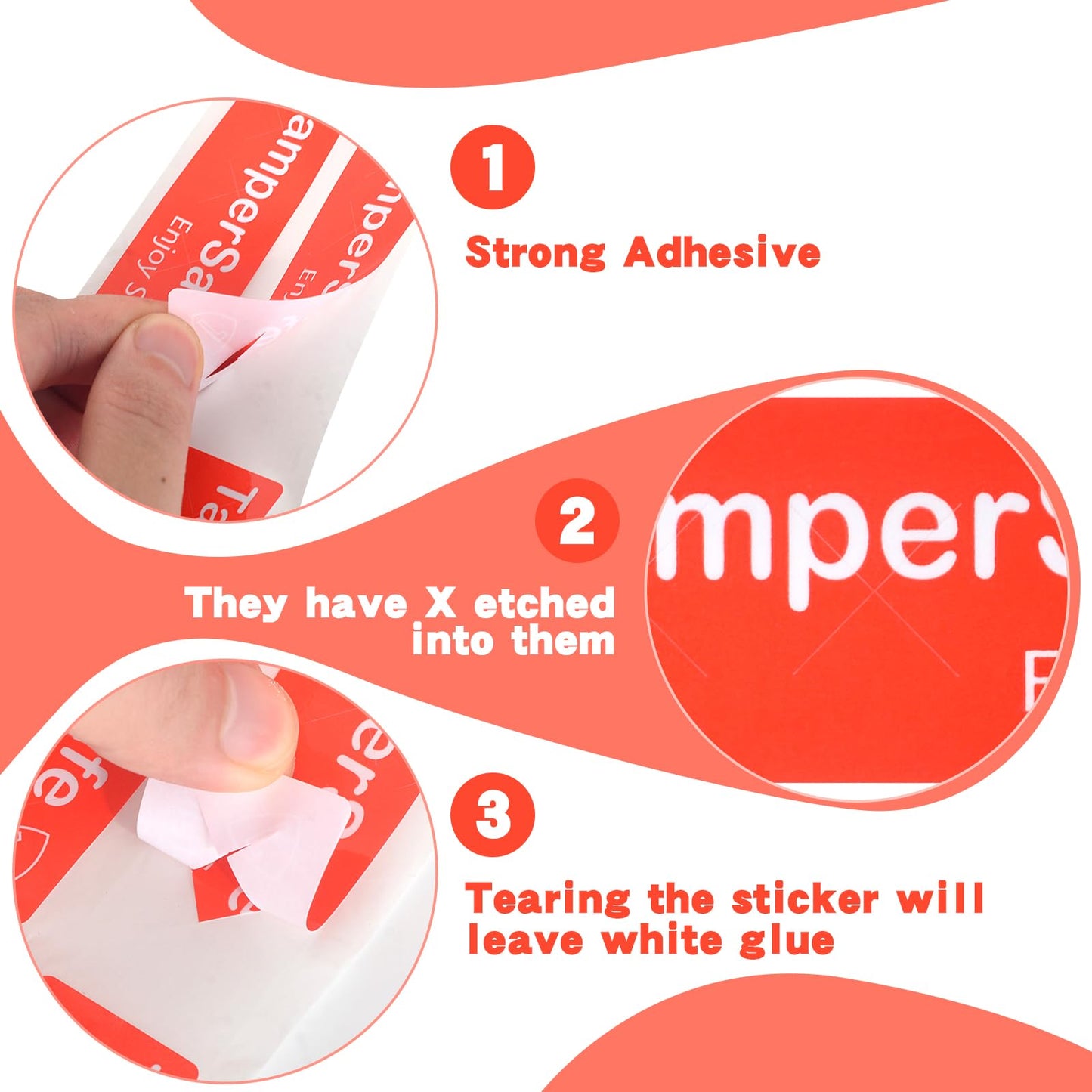 500 Pieces Tamper Evident Label1* 3 Inch Food Delivery Stickers Temper Proof Tape Roll Safe Secure Tamper Evident Seals for Food Container Pizza Boxes (Red) Red