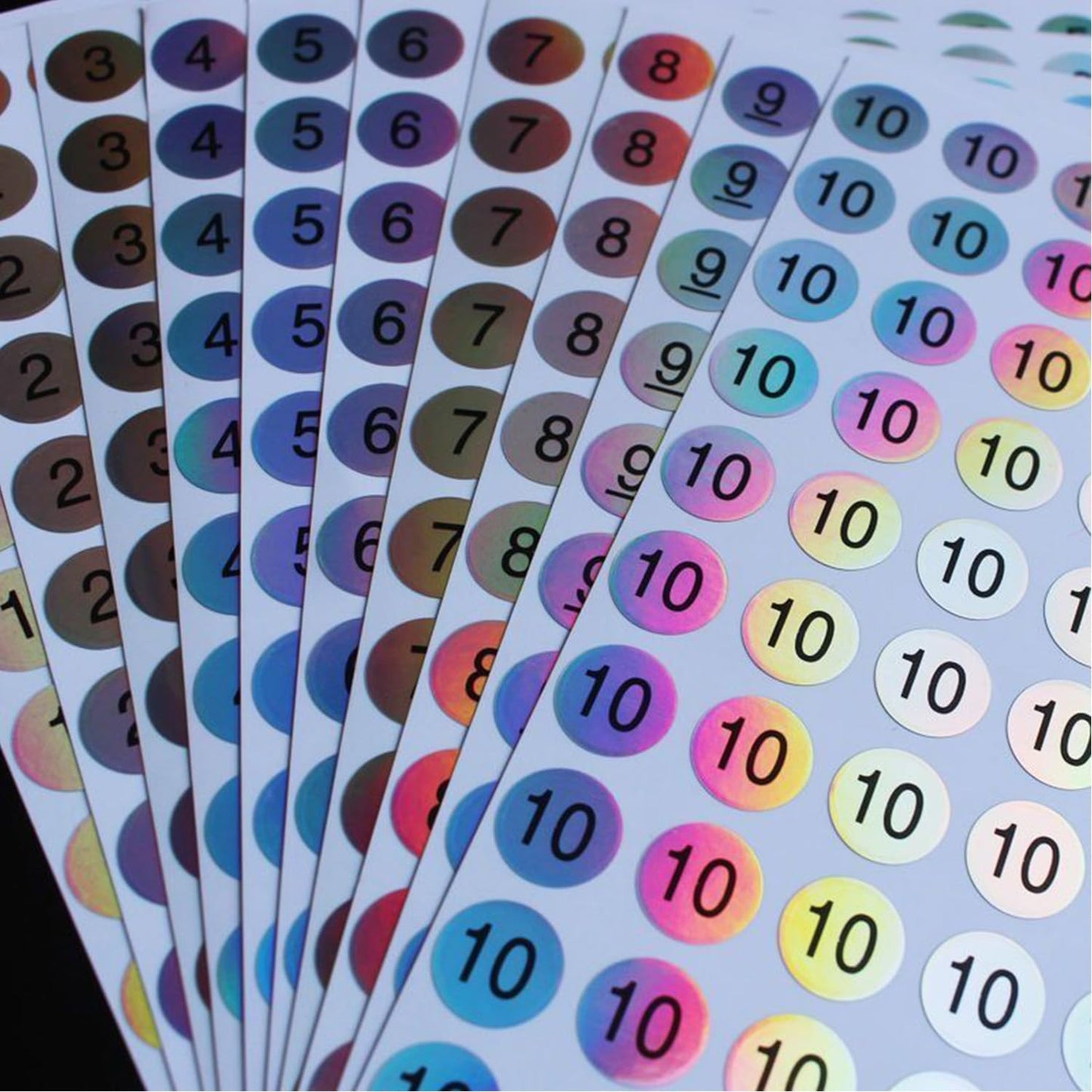 RIVEENY 20 Sheets Number 1-20 Waterproof Reflective Laser Number Stickers,Round Self Adhesive Stickers,Self-Adhesive Consecutively Numbered Labels for Storage/Organizing