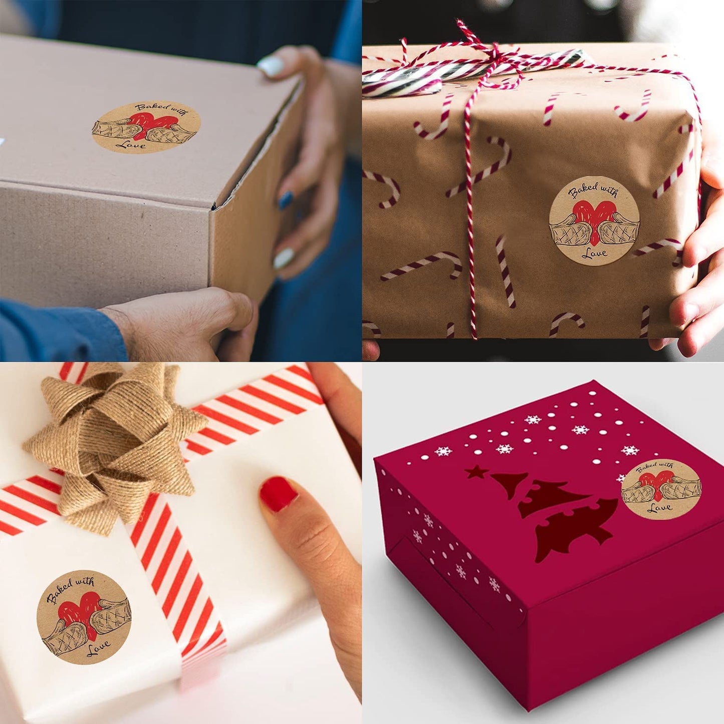 Baked with Love Labels | 500 Count | 1.5 Inch | Adhesive Baking Stickers | Bakery Bags | Candle & Soap Packaging 1 Roll
