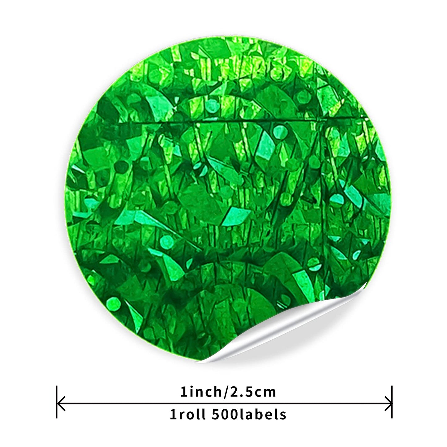 Round Stickers Green 1 Inch Circle Labels Color Coding Glitter Sparkle Dot Sticker Waterproof Removable Roll of 500 PCS Glitter Green