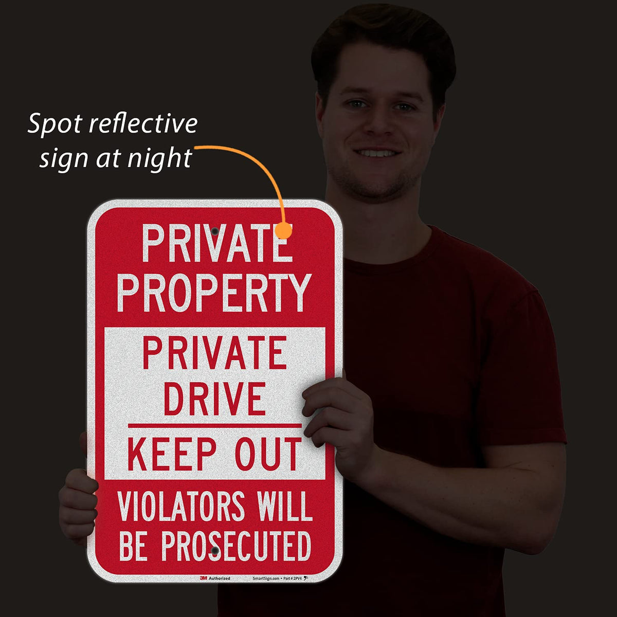 SmartSign Private Drive Sign, Private Property Sign, 12 x 18 Inches 3M Engineer Grade Reflective Aluminum, Weather Resistant