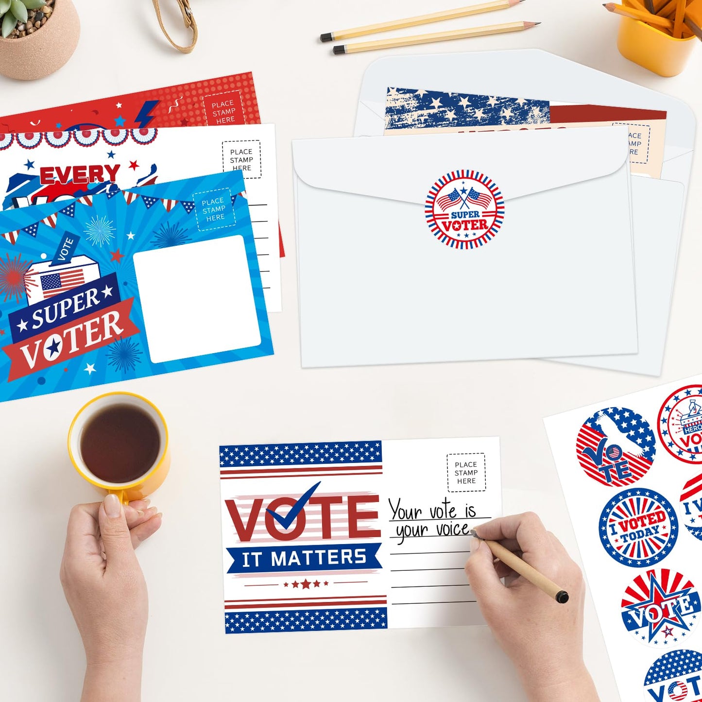 360 Pcs I Voted Today Stickers 1.5 Inch Round I Voted Stickers with Red, White, and Blue for Election Day