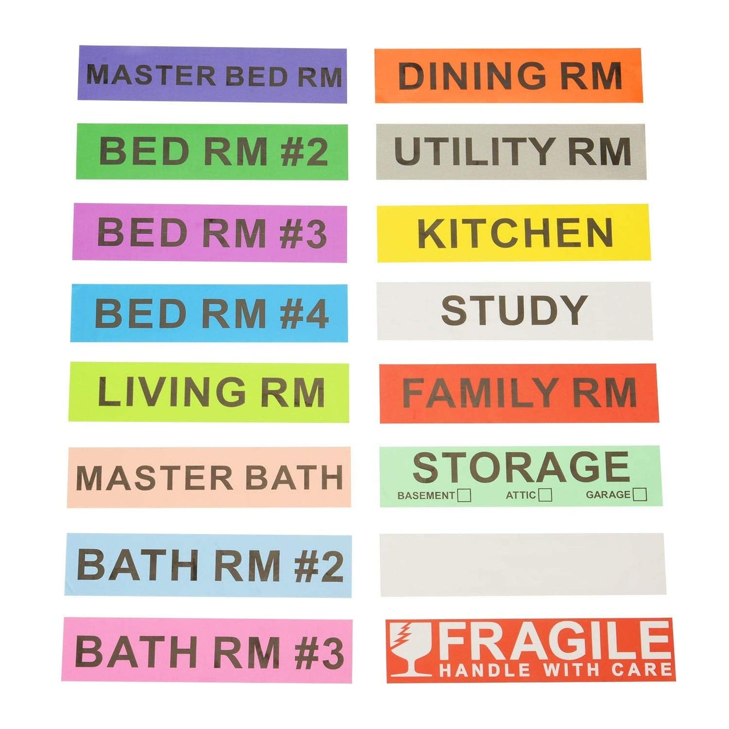 960 Count Home Moving Color Coding Labels - 14 Different Living Spaces Packing Boxes Moving Stickers + 1 Roll Fragile Stickers + 1 Roll Blank Label for Customization - 16 Rolls Total, 60 Labels/Roll