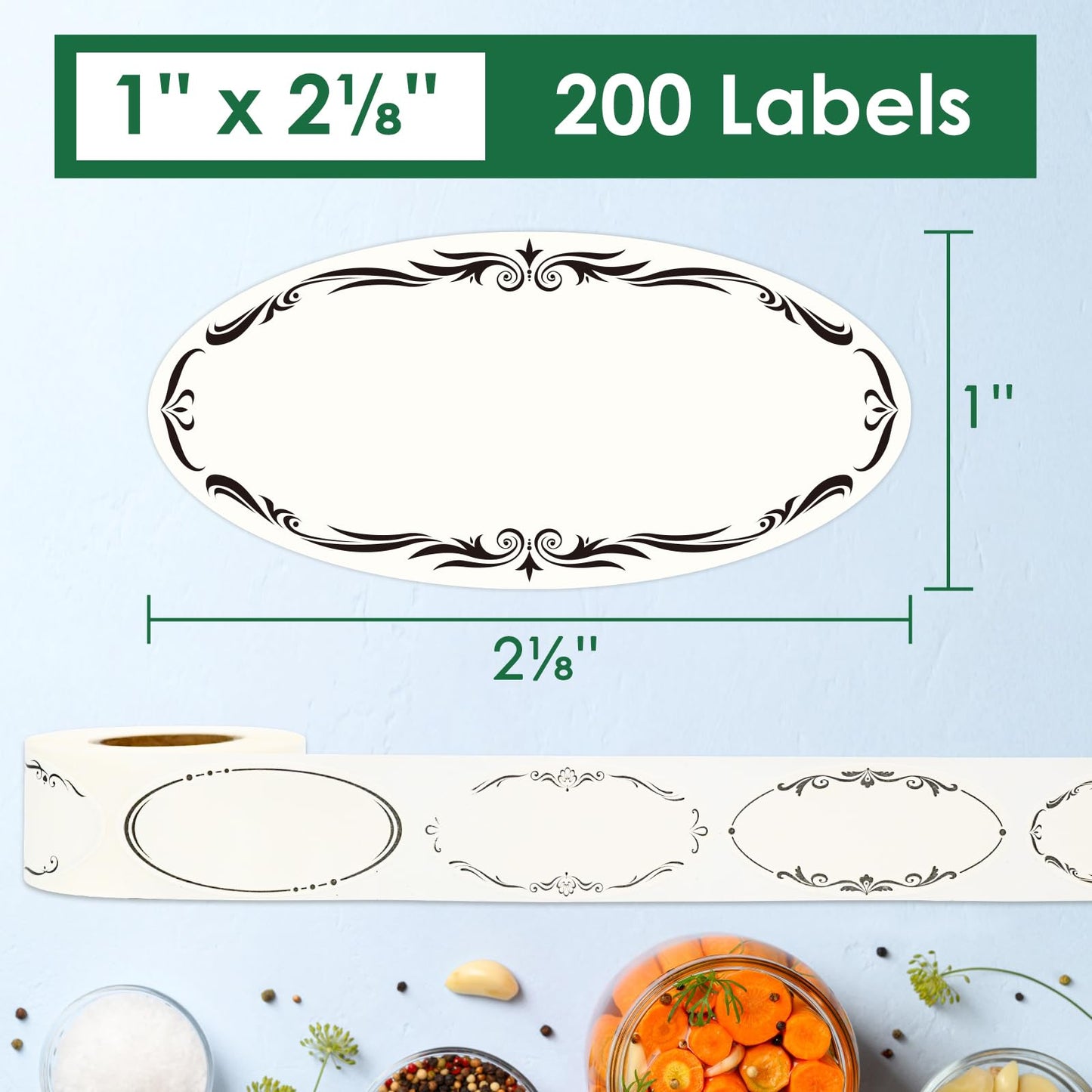 200 Dissolvable Canning Labels for Mason Jars, 1 x 2⅛ inch Food Labels, Tiny Canning Jar Stickers Removable with Water