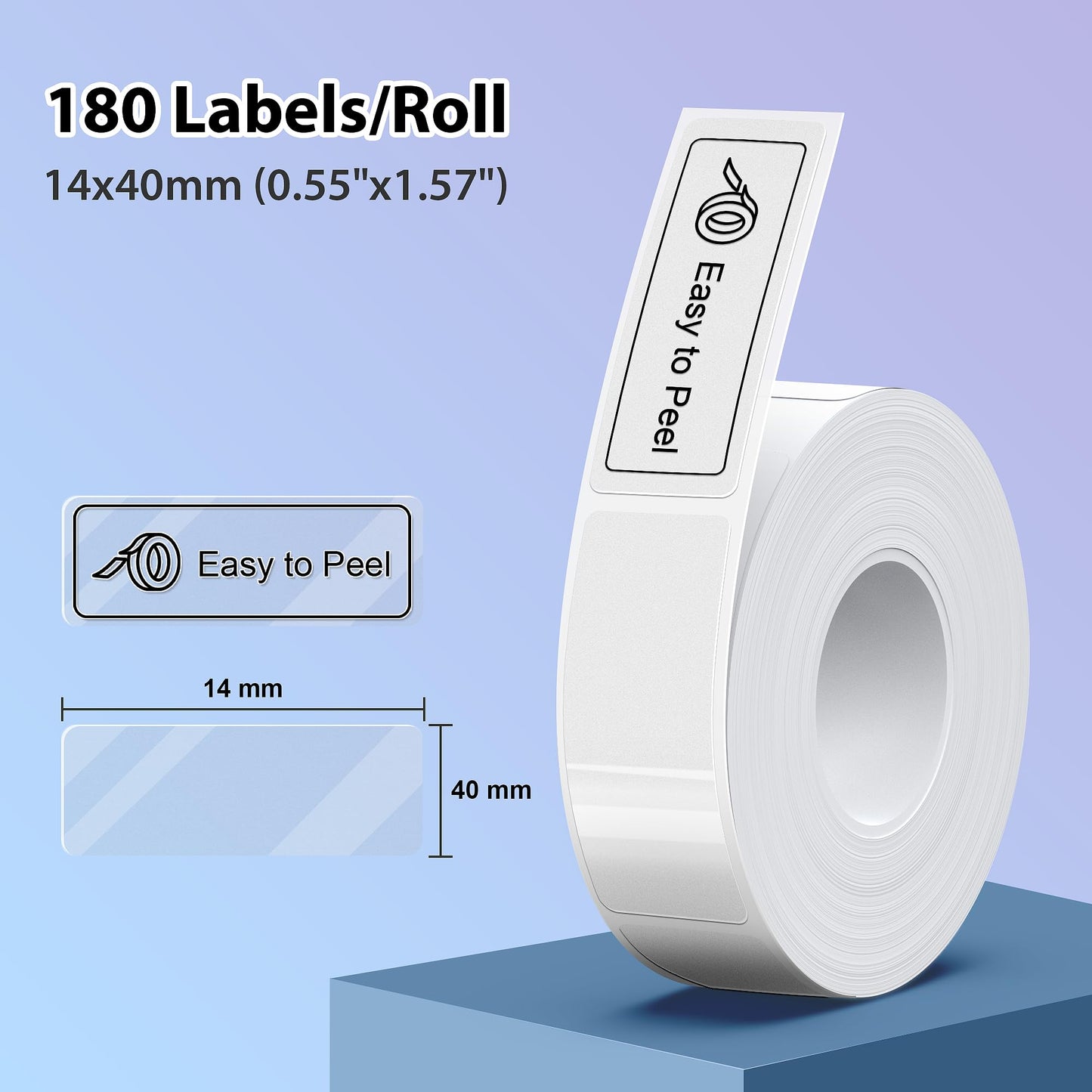 P21 Label Maker Tape Black on Clear 14x40mm(0.55"x1.57"), Adapted NELKO P21 Label Printer Paper Standard Laminated 180 Labels/Roll, Clear Label Tape Use for Office,School and Home - 3 Rolls