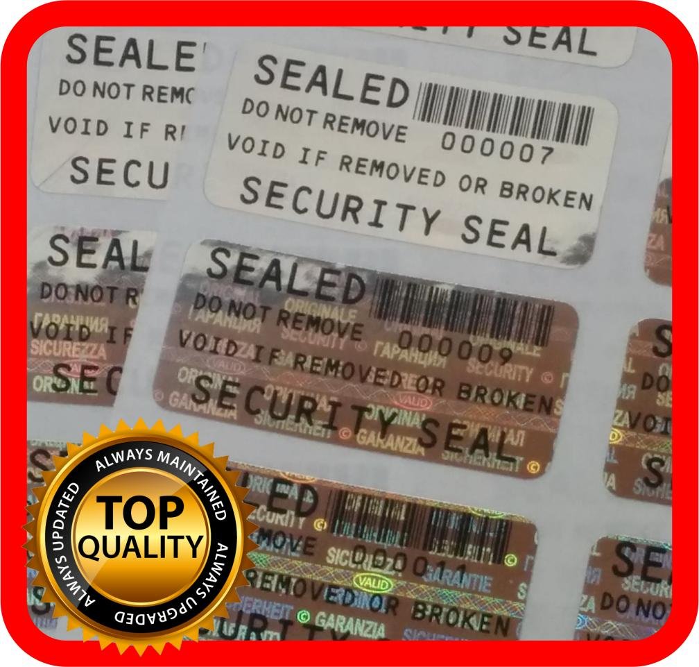 1000 Security Seal 1.25 x .59 Inch Security Hologram Stickers, Warranty Tamper evident Labels