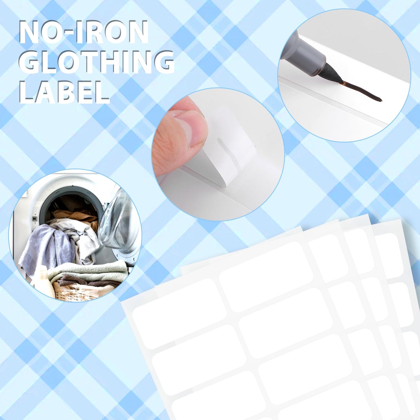 50 PCS Clothing Labels for Nursing Home,No-Iron Clothing Labels 1.18×0.59" Washable Labels for Clothing,White Name Tag Stickers