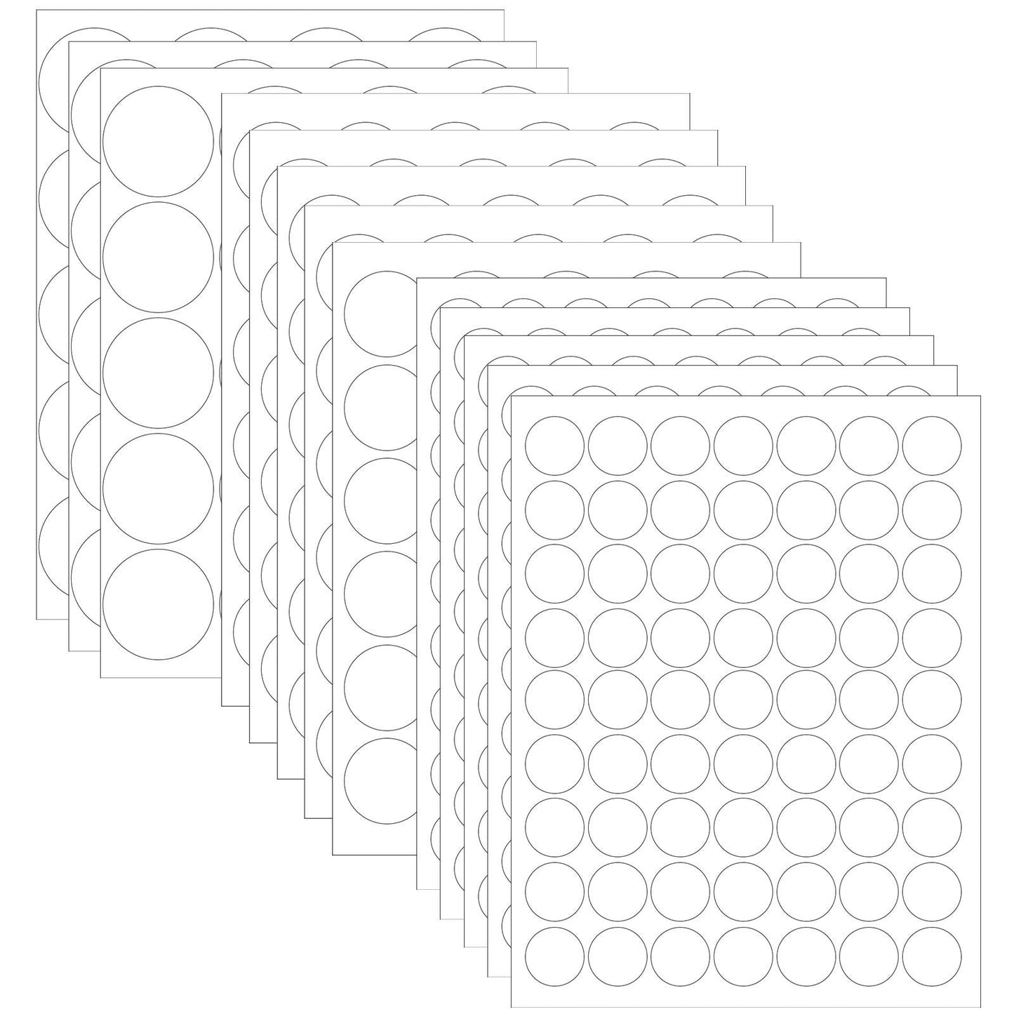 Zonon 915 Pieces White Circle Stickers Label Round Blank Print Self Adhesive Circle Dot Stickers Diameter 2 Inch 1.5 Inch 1 Inch for Office Classroom, 30 Sheets(White)