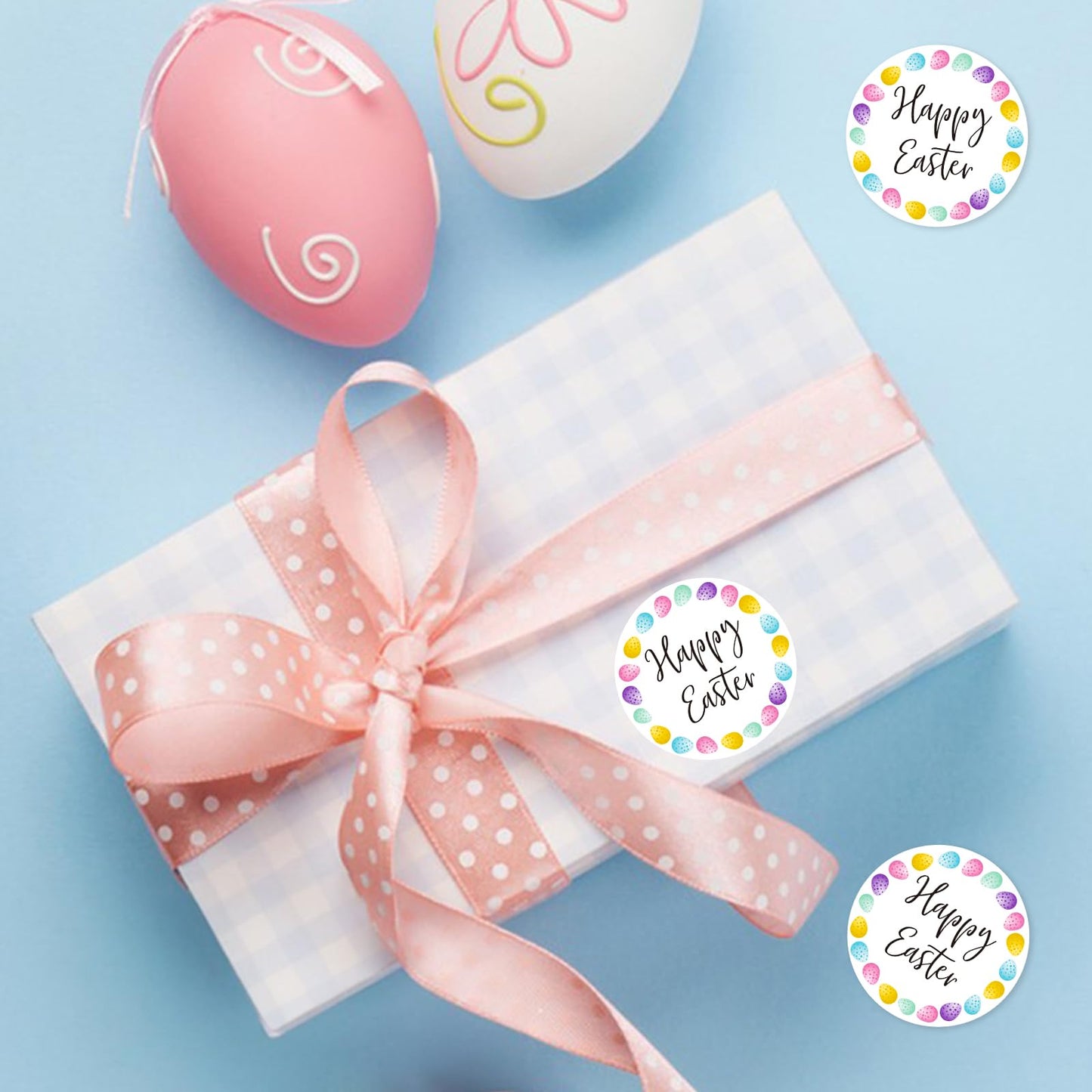 Anwyll Easter Gift Stickers - Happy Easter Day Stickers 60Pcs 2Inch Easters Eggs Sticker Bulk Self-Adhesive Round Easters Seal Label Sticker for Kid Adult Basket Envelope Card Party Decoration Supply