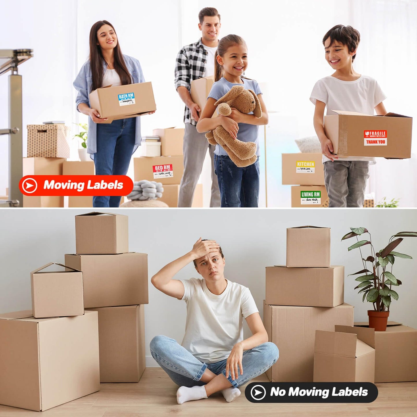 Moving Labels for Boxes 240 PSC Color Coded Labels, Packing Labels for Home Moving. Color Classification is Clear with Writable Notes Areas. Easy to Remove and Leave no Residue