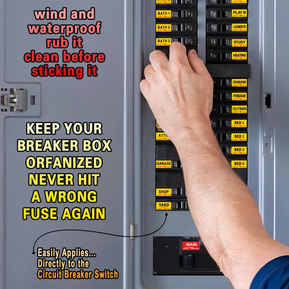 Premium Durable Circuit Breaker Labels, 129 Waterproof Fuse Box Stickers, Easy to Read and Install (Yellow, 1) Yellow