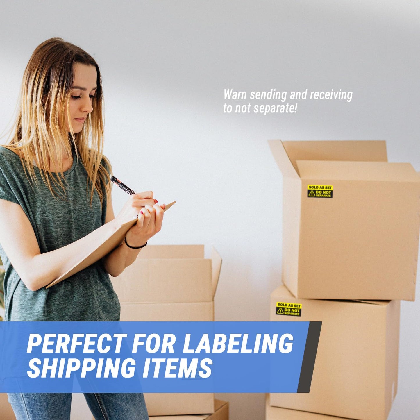 Sold as Set Stickers - 1.5" x 3" Bright Neon Yellow Do Not Separate Stickers This is a Set Do Not Separate Labels Bundles Shipping Together Packing Labels - 1 Roll, 300pcs 300 Labels