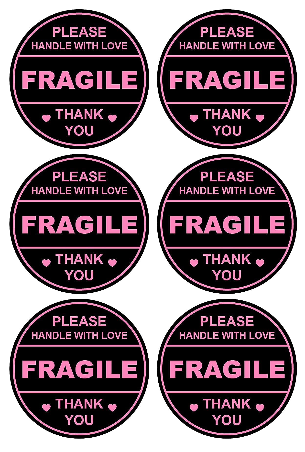2 inch 300 PCS Black Fragile Handle with Love Labels Stickers Shipping Mailing Cartons Envelops Adhesive Labels-Poskornwel
