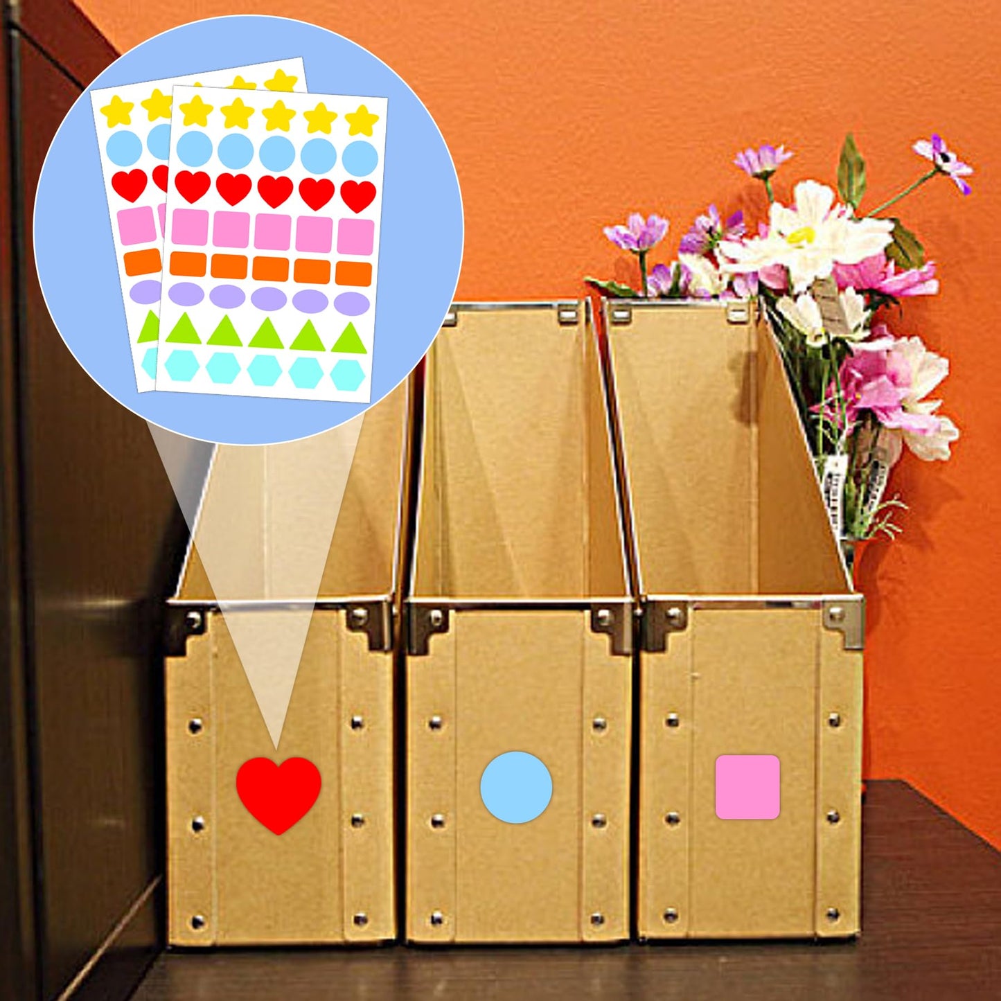 Multi-Shaped Color-Coding Stickers 1 inch Basic Shapes Dot Labels Differ Colorful Round Hearts Stars Triangle Square Rectangle Oval Stickers for Toddlers Kid Student Classroom Office 800pcs