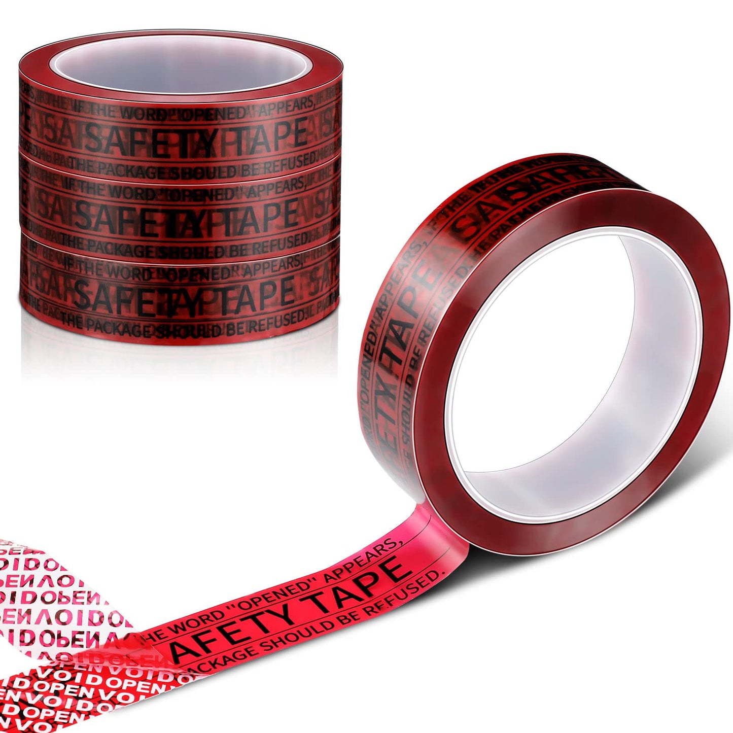 Geyee 4 Rolls Total Transfer Red Seal Tape Security Tamper Evident Tape Tamper Resistant Thick Void Film Packing Tape for Evidence Box, Envelope, Shipment, Mail, Each 1 inch x 55 Yards