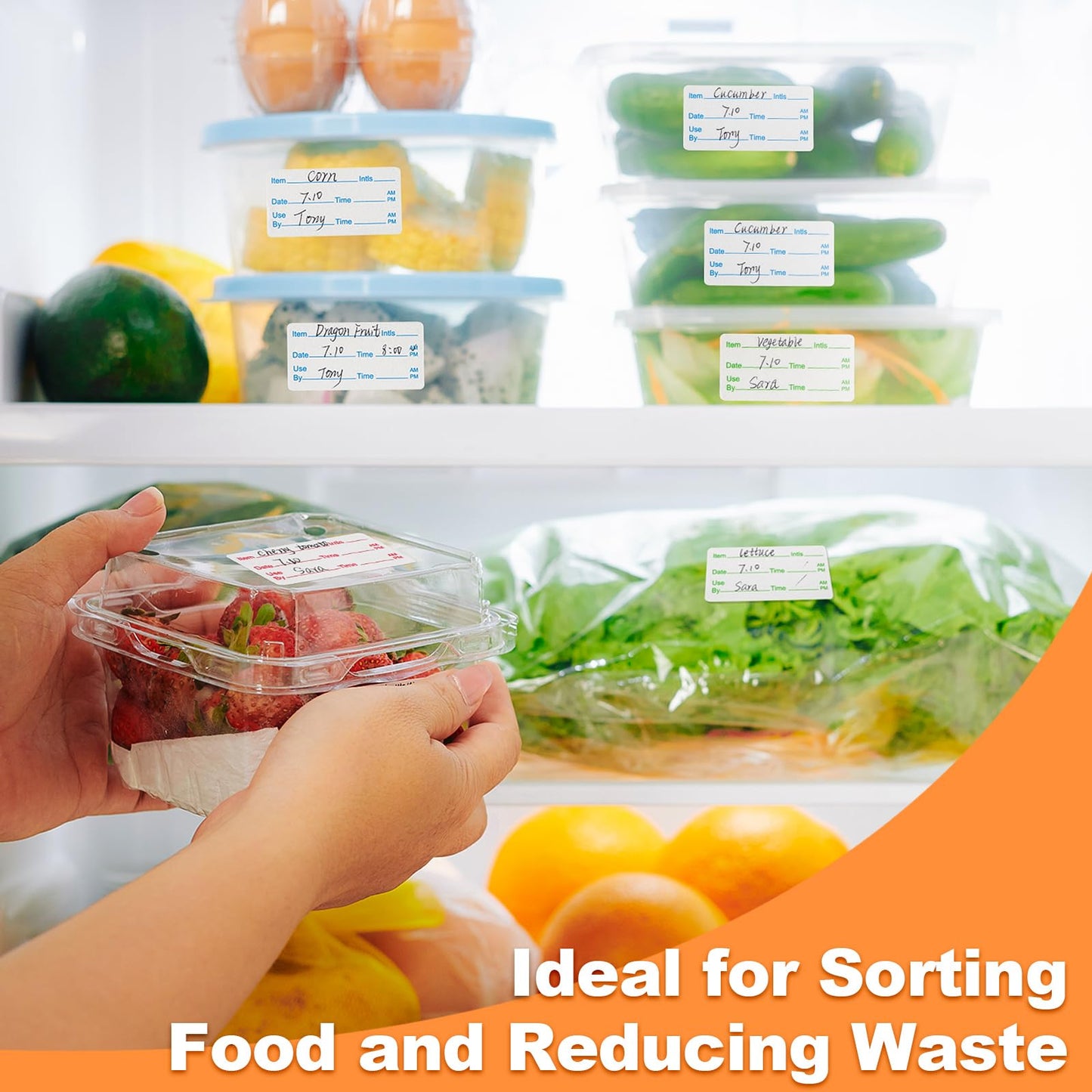 Harloon 6 Rolls 3000 Pcs Dissolvable Food Labels 1 x 2 Inch Removable Food Container Labels Stickers for Container Bottle Kitchen Restaurant Use, 3 Colors