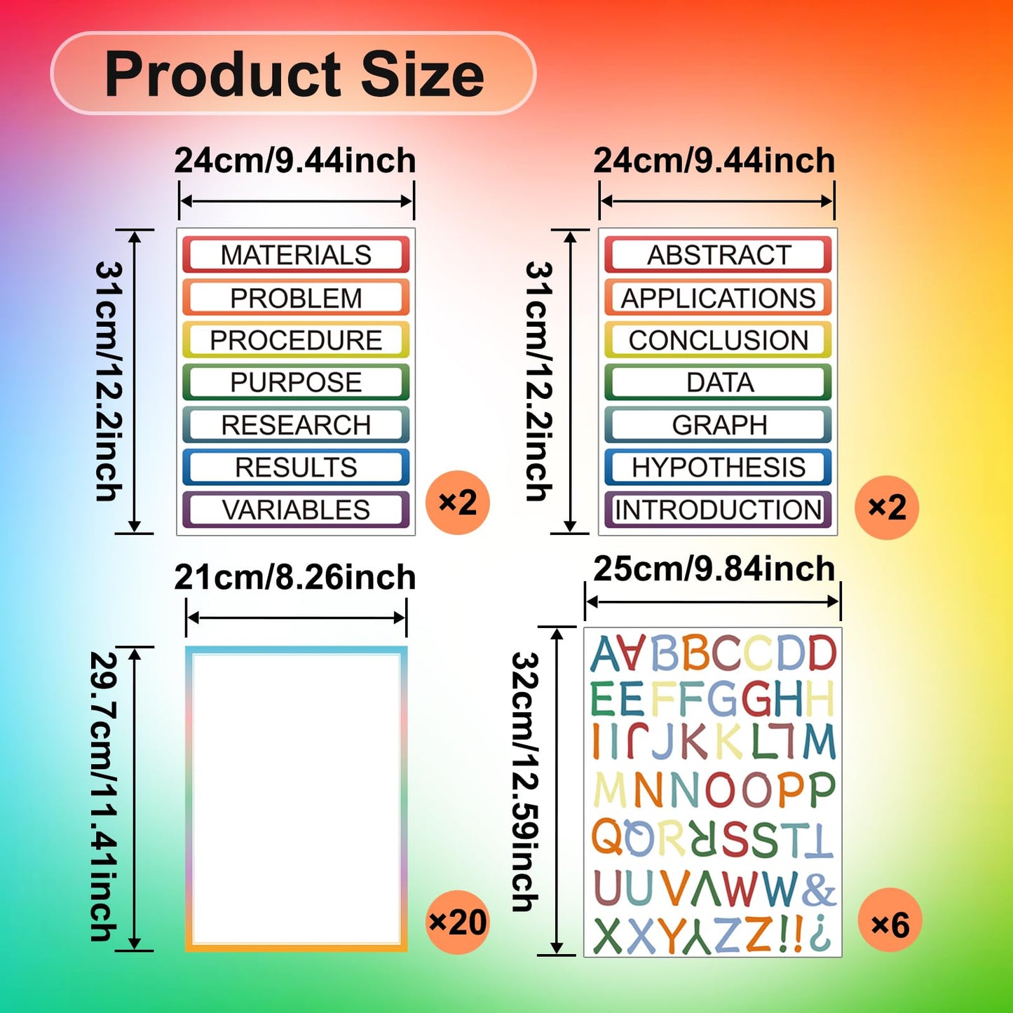 30 Pcs Self Adhesive Fair Board Presentation Science Subtitles Display Boards Presentation Labels Stickers Science Personalized Letter Sticker 8 Personalized Letter Sticker for Classroom Office