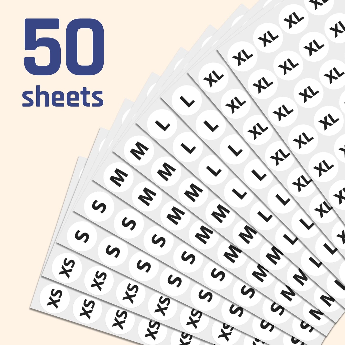 2000 Pack, 3/4" - Clothing Size Stickers, Small Medium Large Shirt Sizing Labels - 5 Sizes (XS, S, M, L, XL) 5 sizes | 400 per size