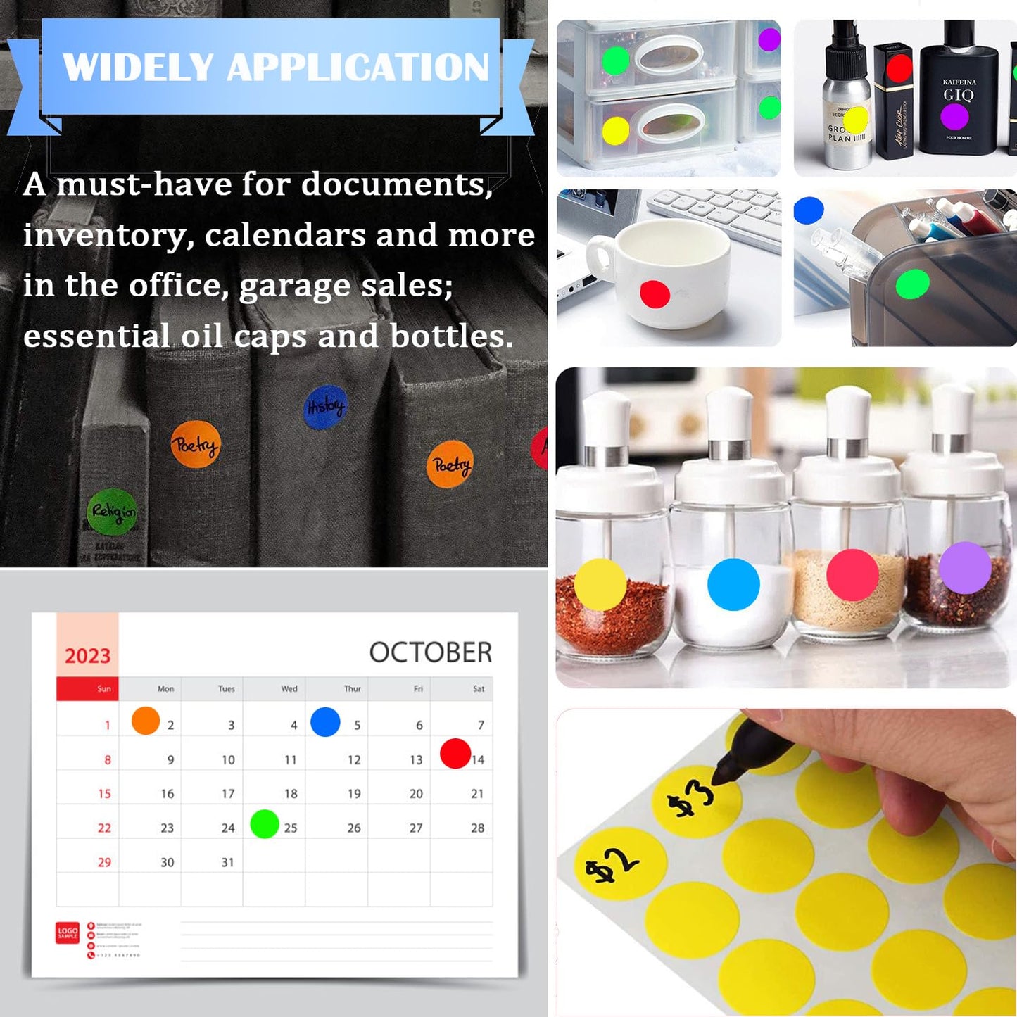 2800 PCS 1/2" Dots Stickers, 14 Colors Small Circle Price Stickers for Garage Sale, Polka Round Color Coding Labels for Toddlers Classroom Office Kitchen Classification Papers 1/2 inch