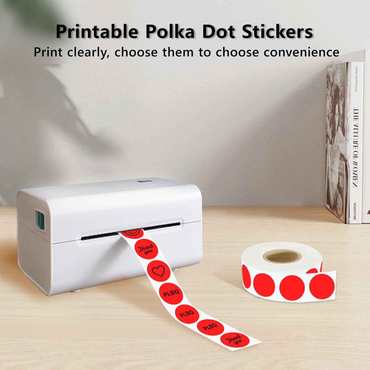 3/4 inch Round Thermal Labels 0.75 inch Colored Circle Dots Stickers Roll for Thermal Print, Self-Adhesive Red Color Coding Labels for Office, Student Classroom, 1000pcs
