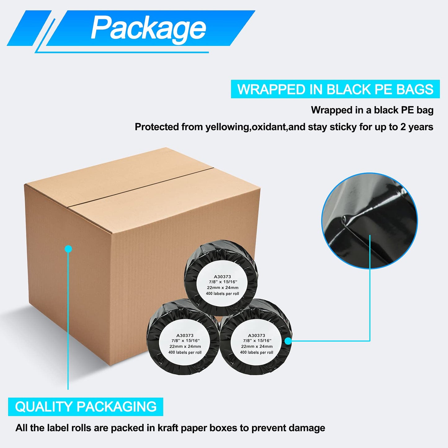 NineLeaf 5 Rolls Replacement 30373 7/8" x 15/16" Price tag Rat Tail Style Thermal Film Labels 400 Labels per Roll Compatible with Dymo 450 450 Turbo 4XL 400 Twin Turbo 450 Duo 450 Twin Turbo 4XL