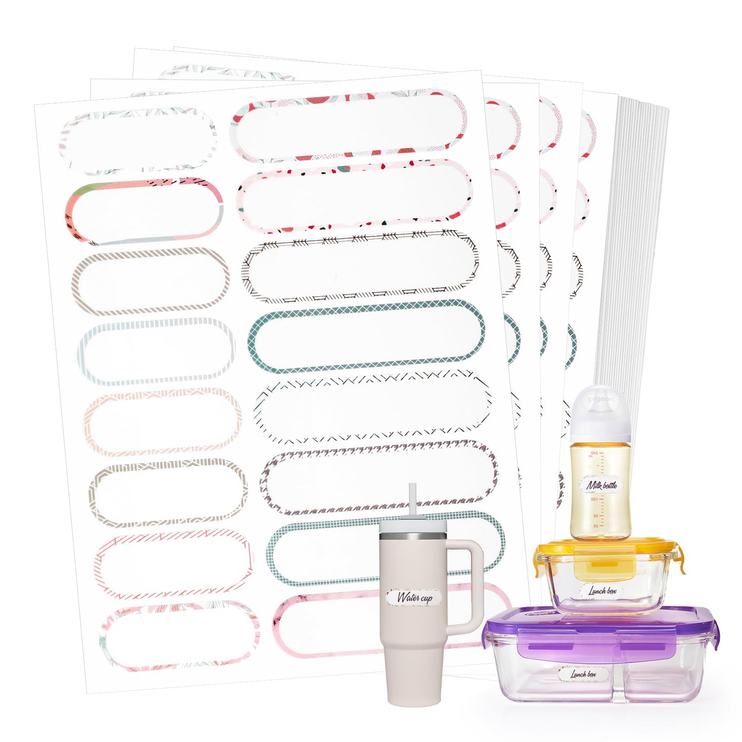 WSICSE 480 Pcs Waterproof Bottle Labels, Personalizable Waterproof Daycare Labels, Self-Laminating Name Labels for Daycare School and Kitchen Organizations(Colorful)