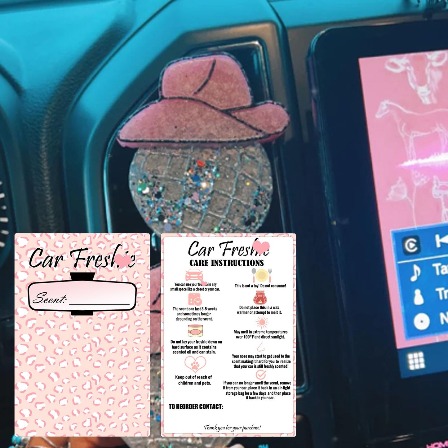 Car Freshiess Insert Cards Freshie Scent Label 4”x6”Care Instruction Cardstock DIY Crafts Label Stickers for Freshies Car Business,Beads and Silicone Molds Supplies 50 Pcs (Color2) Color2