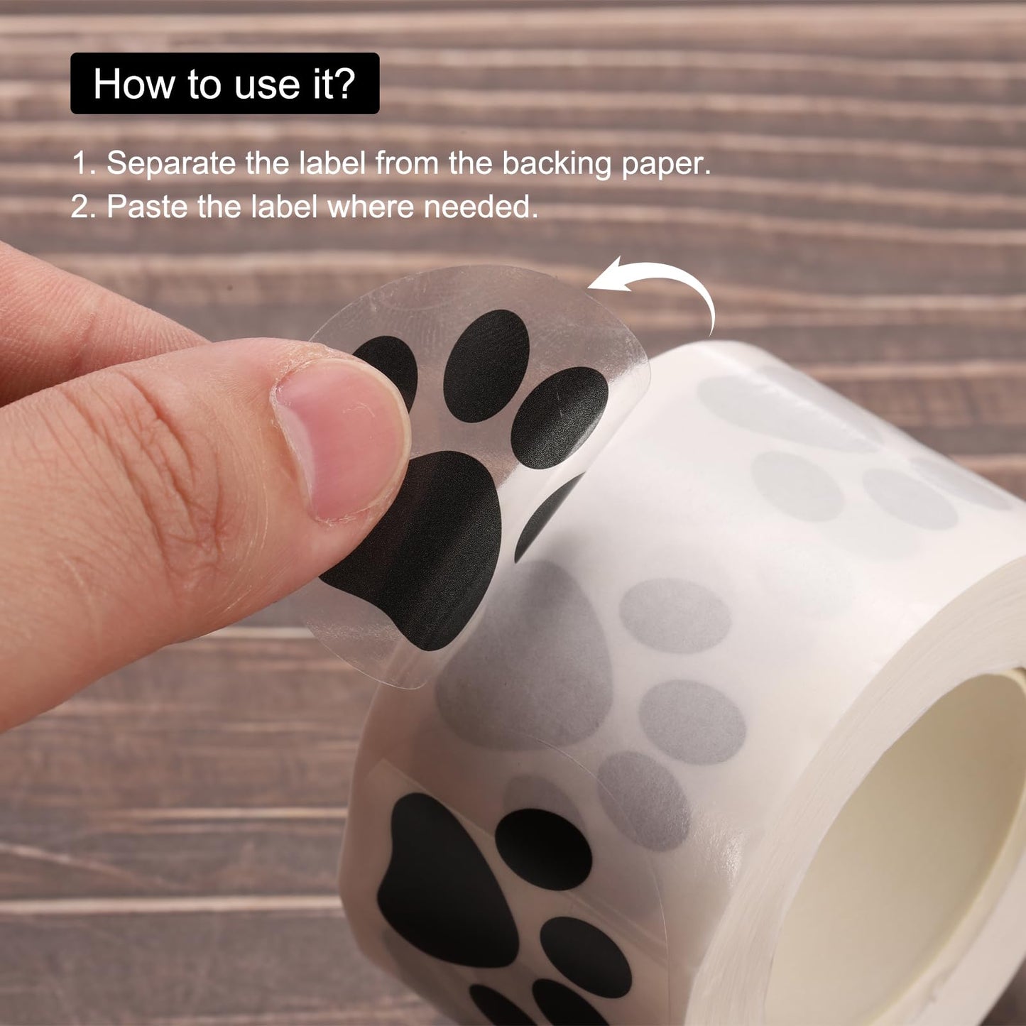 MECCANIXITY Adhesive Label Stickers Transparent White 1000Pcs Paw Prints Stickers 1.5inch Dog Paw Bear Paw Stickers for Children Teacher Fit Crafts Party