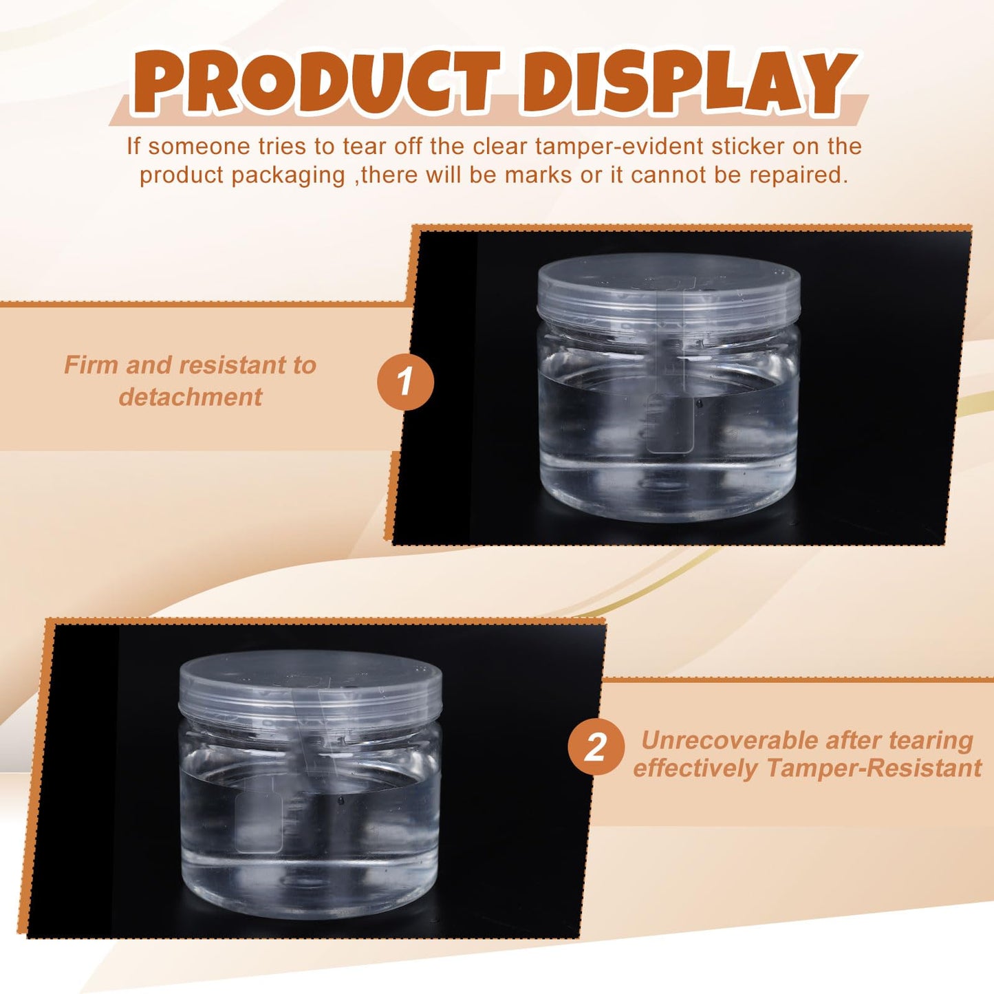 Whaline 1008Pcs Tamper Evident Seals Top Transparent Tamper Proof Labels Clear Tamper Resistant Adhesive Stickers Perfect for Food Drink Packaging Sealing Delivery Supply, 2.75 x 0.5 Inch