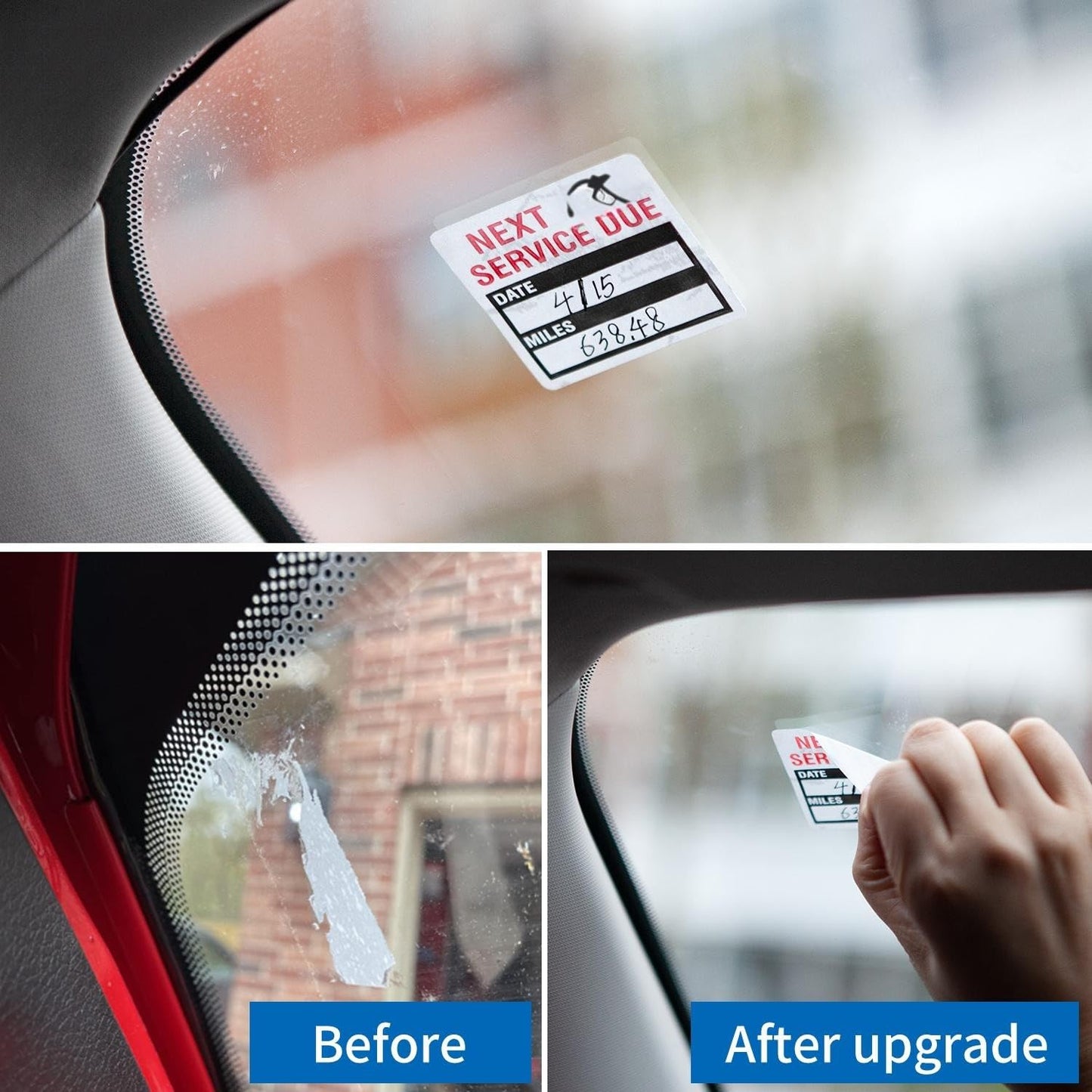 Oil Change Stickers,Service Reminder Labels, Auto Maintenance Service Due Reminder Stickers Labels,2 x 2 Inch, 1 Roll (Black) 100 Pieces