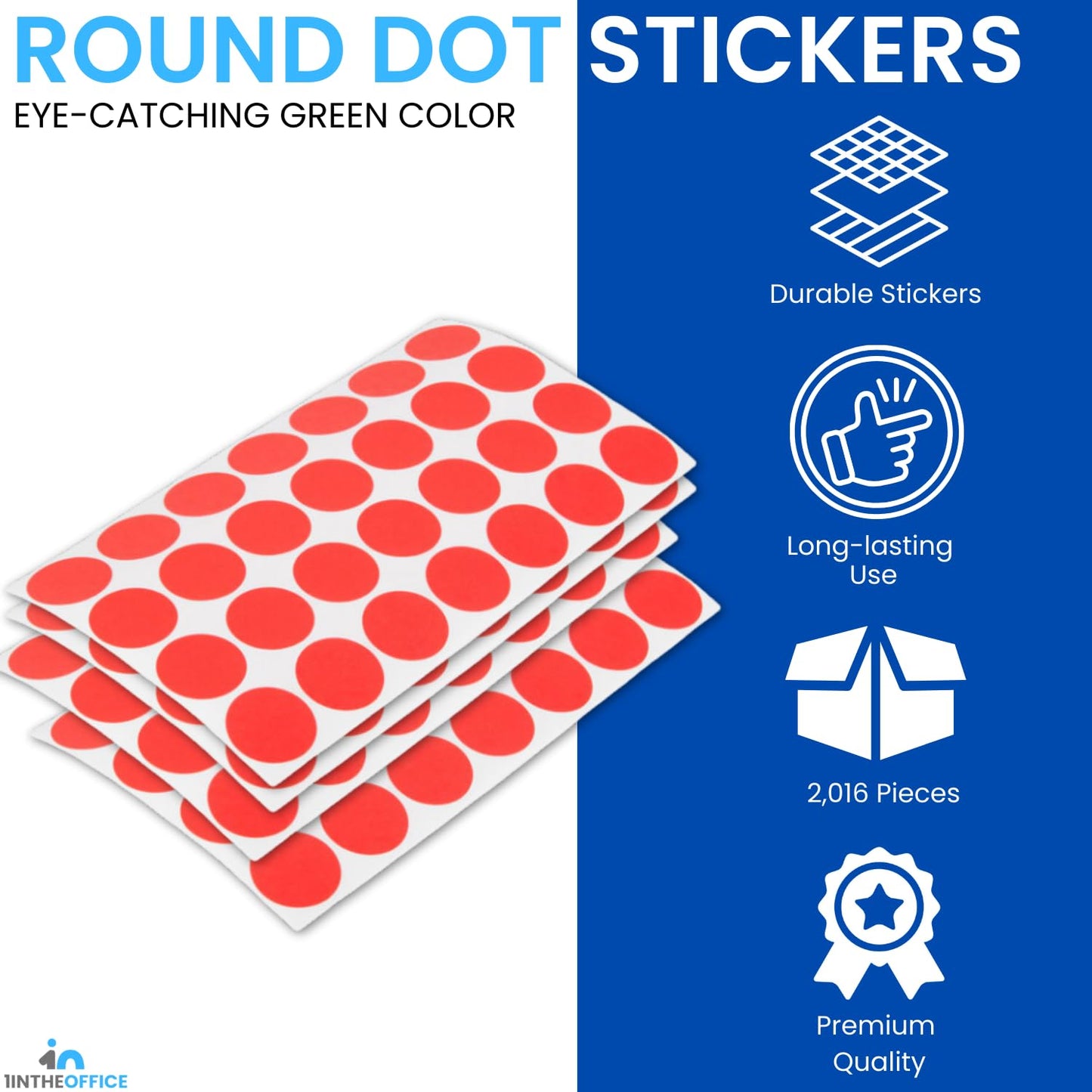 1InTheOffice Colored Dot Stickers, Round Stickers, Red Stickers, 3/4 Inch, 2,016 Pieces