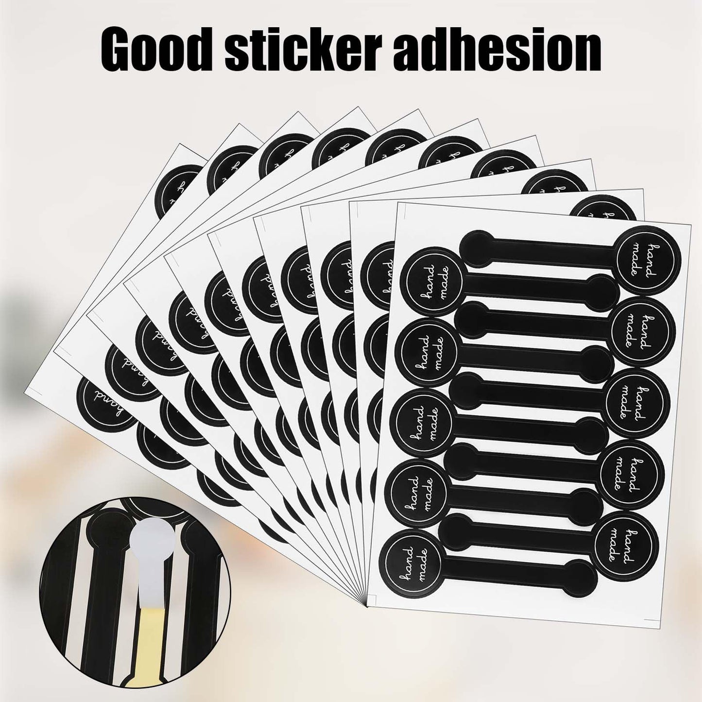 350 Pcs Handmade Food Baking Seal Stickers - Black Long Label Cake Labels, Self-Adhesive Bakery Seals, Tamper-Proof for Pastry Bags, Lollipops, Candy, Bread